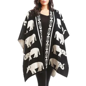 Acrylic Elephant Pattern Shawl/Poncho