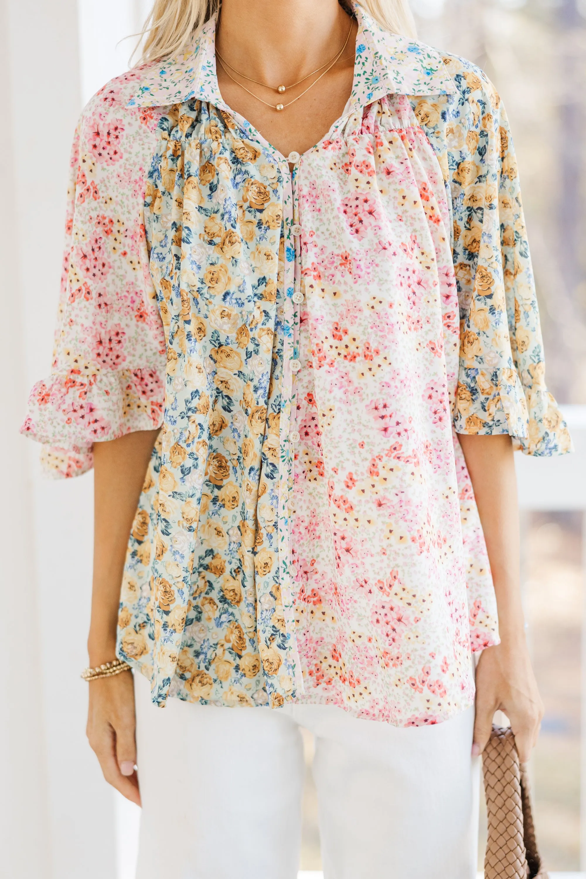 All That You Need Blush Pink Ditsy Floral Tunic
