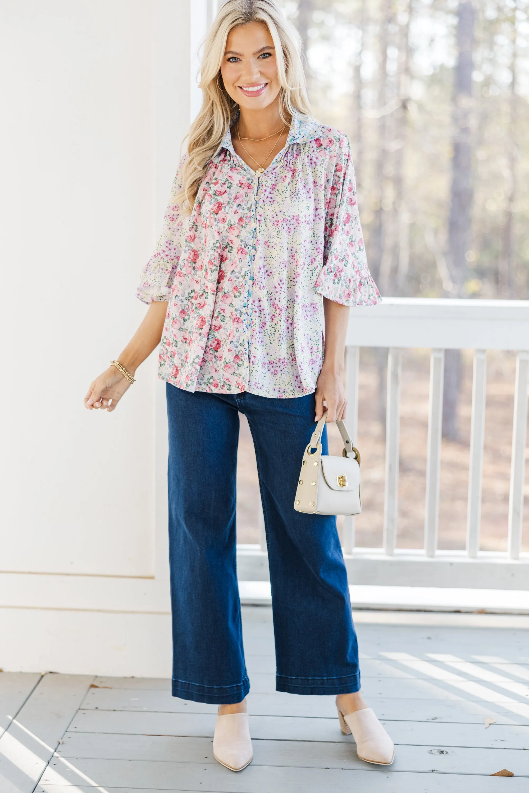 All That You Need Lavender Purple Ditsy Floral Tunic