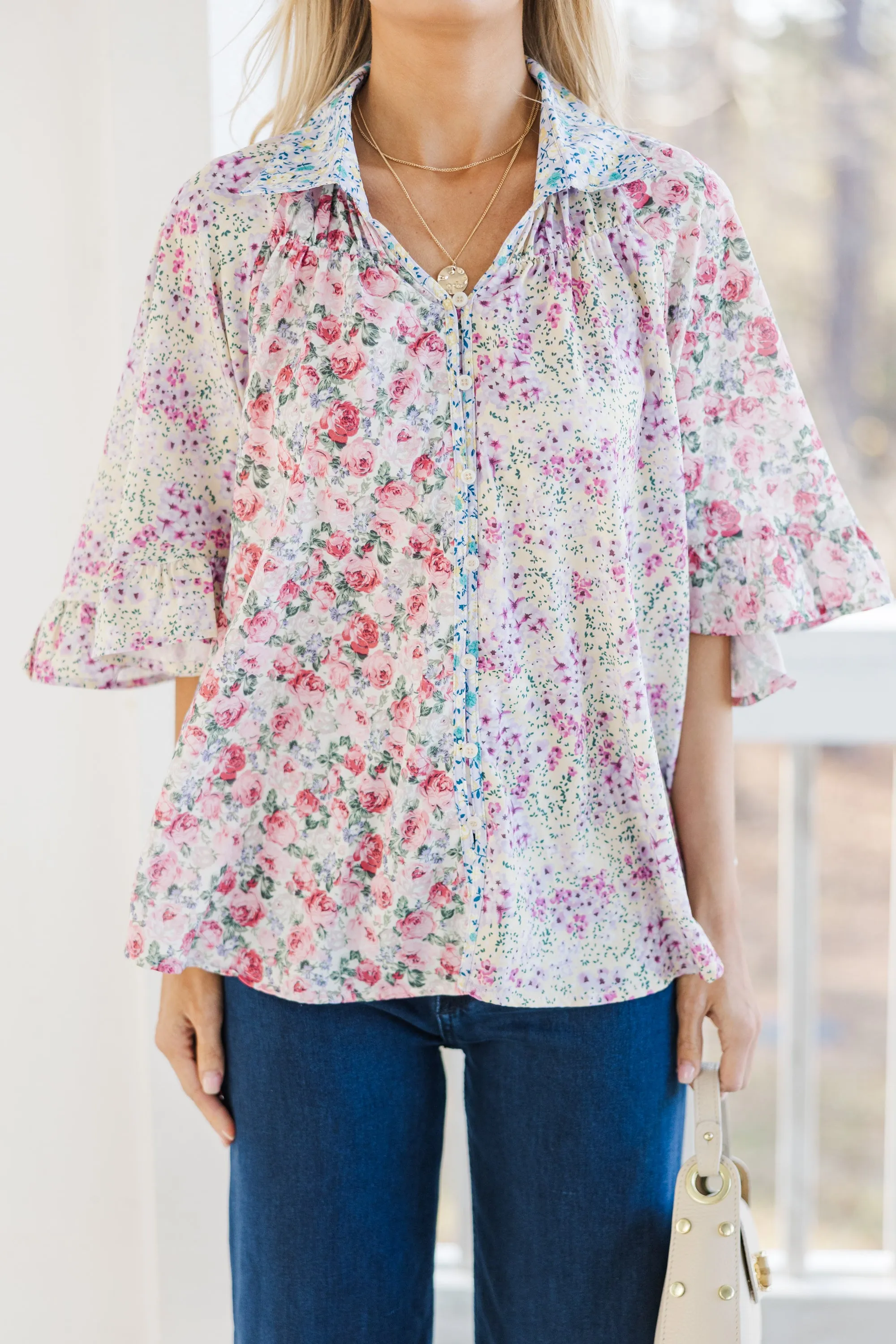 All That You Need Lavender Purple Ditsy Floral Tunic