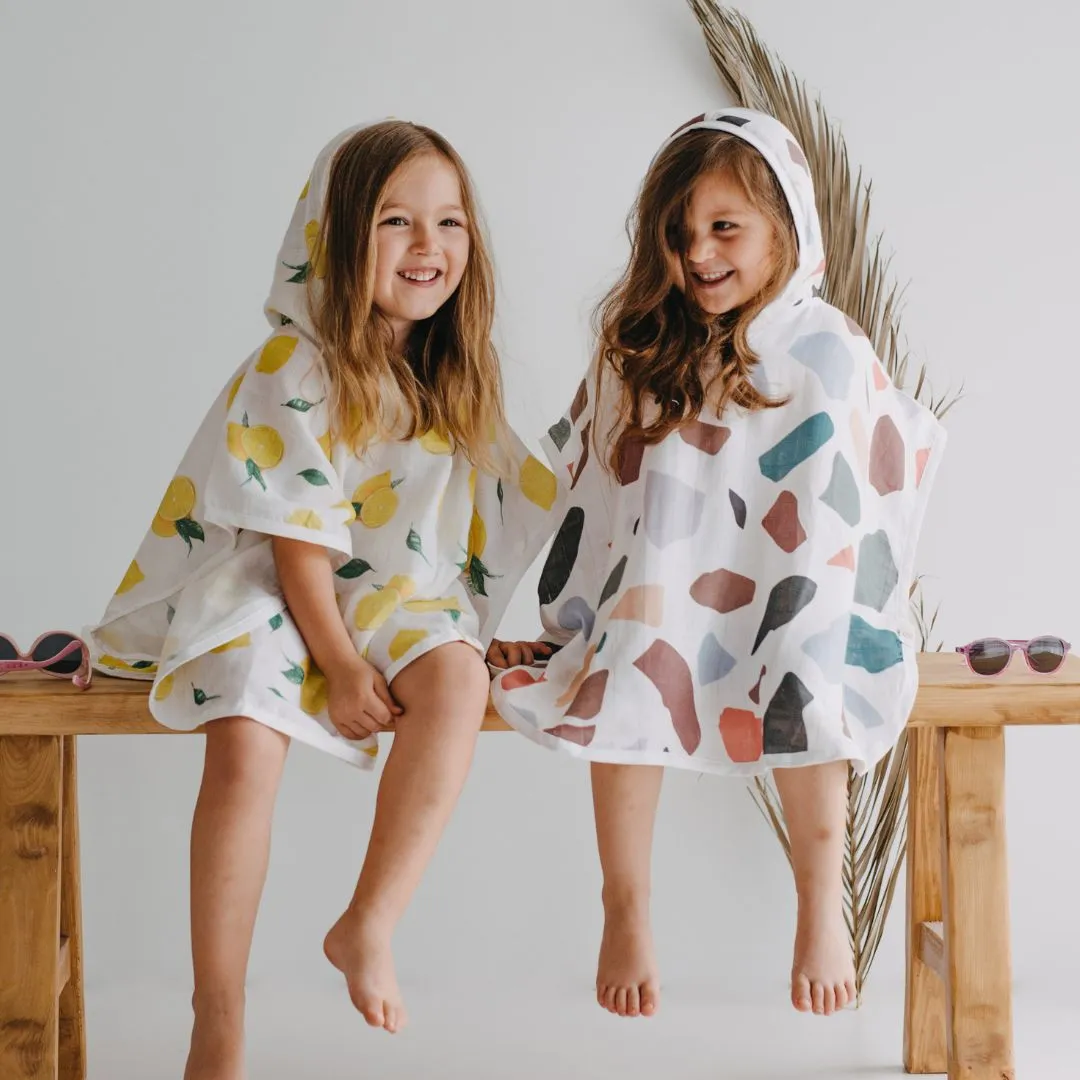 Baby Kids Beach Bath Towel Muslin Hooded Poncho - Terrazzo