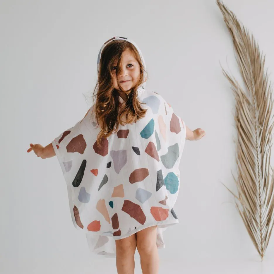 Baby Kids Beach Bath Towel Muslin Hooded Poncho - Terrazzo