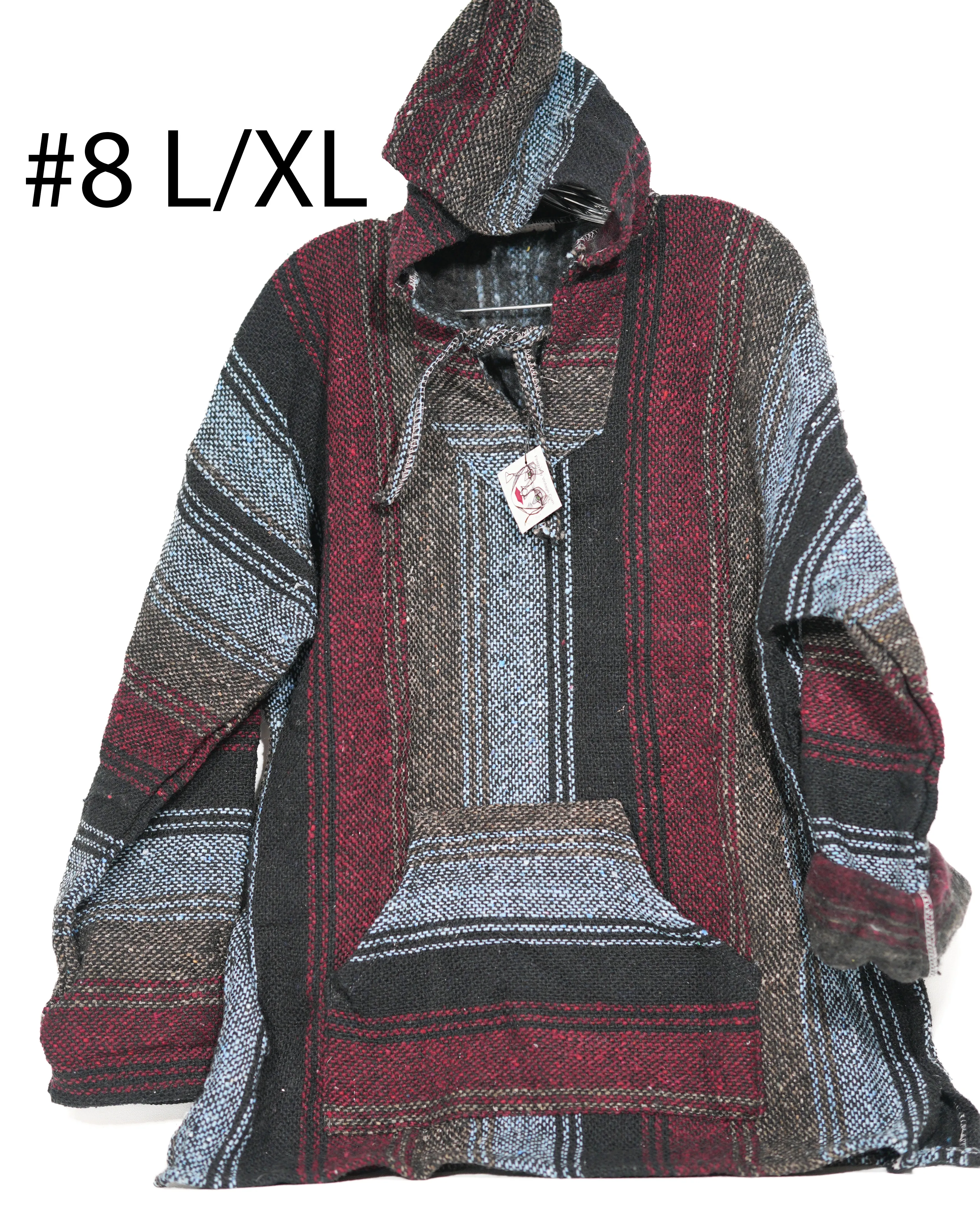 Baja Surf Poncho Vintage 90s Mexican Hoodie OVERSIZE Sweater Unisex Sweatshirt Size Large