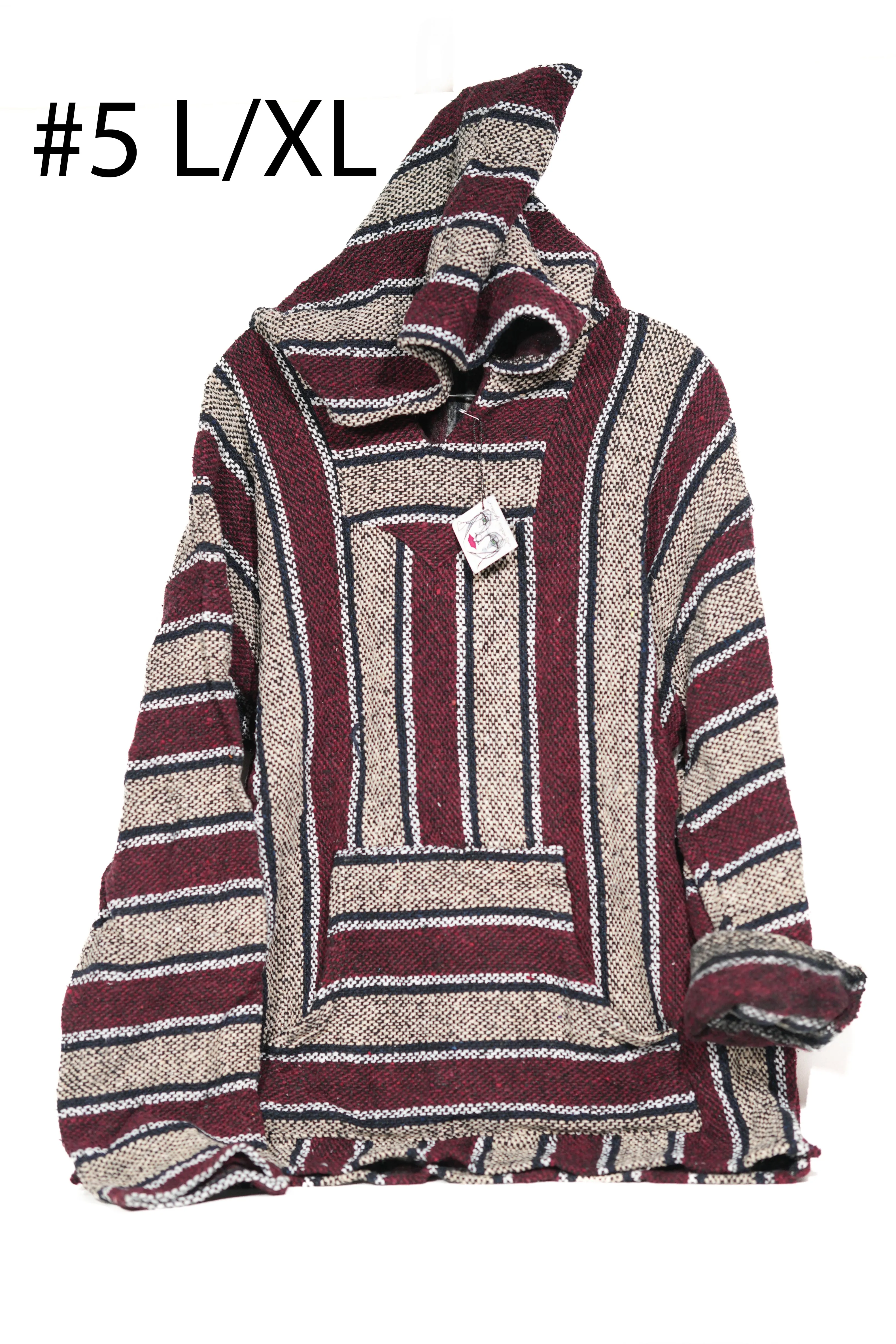 Baja Surf Poncho Vintage 90s Mexican Hoodie OVERSIZE Sweater Unisex Sweatshirt Size Large