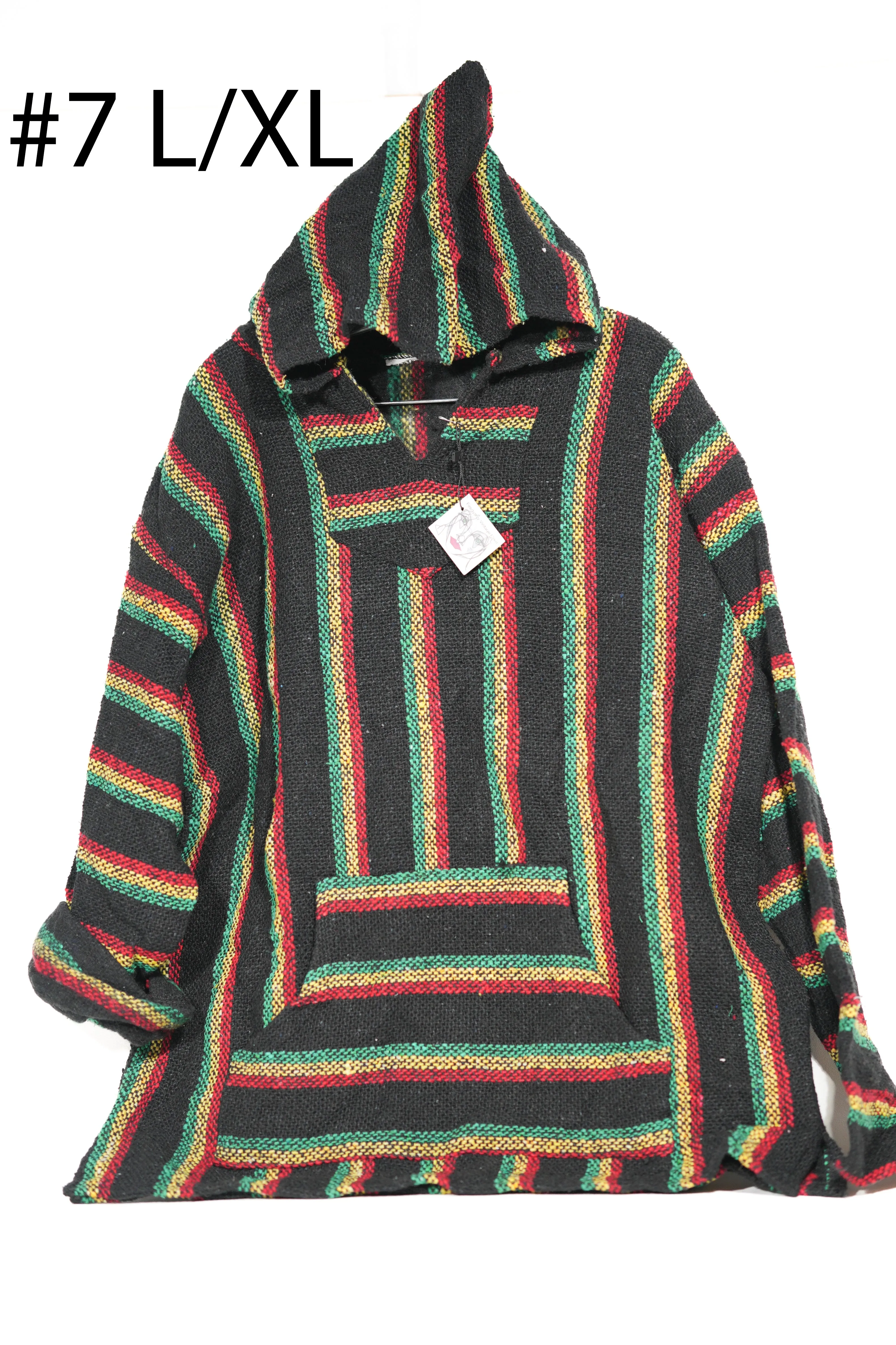 Baja Surf Poncho Vintage 90s Mexican Hoodie OVERSIZE Sweater Unisex Sweatshirt Size Large
