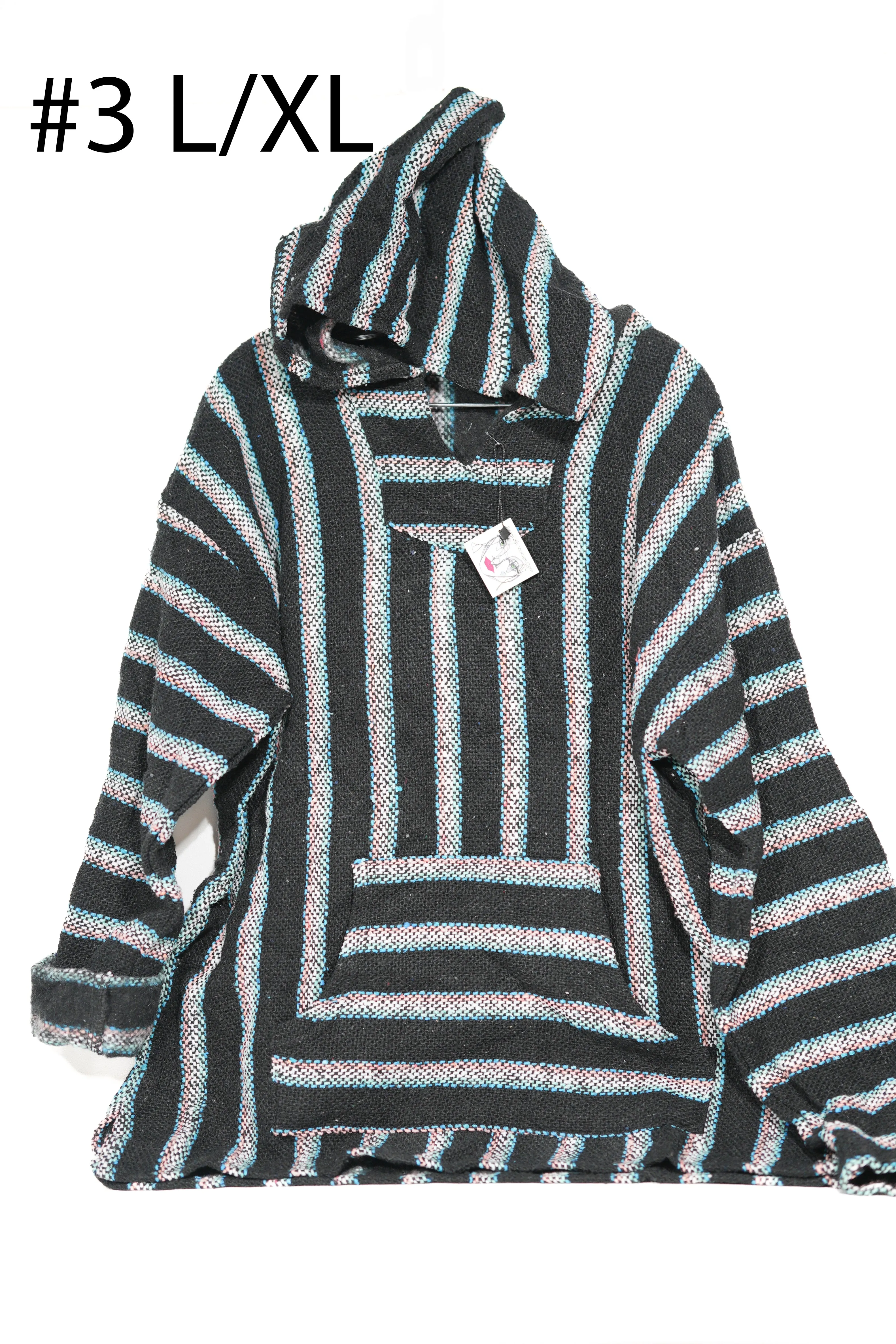 Baja Surf Poncho Vintage 90s Mexican Hoodie OVERSIZE Sweater Unisex Sweatshirt Size Large