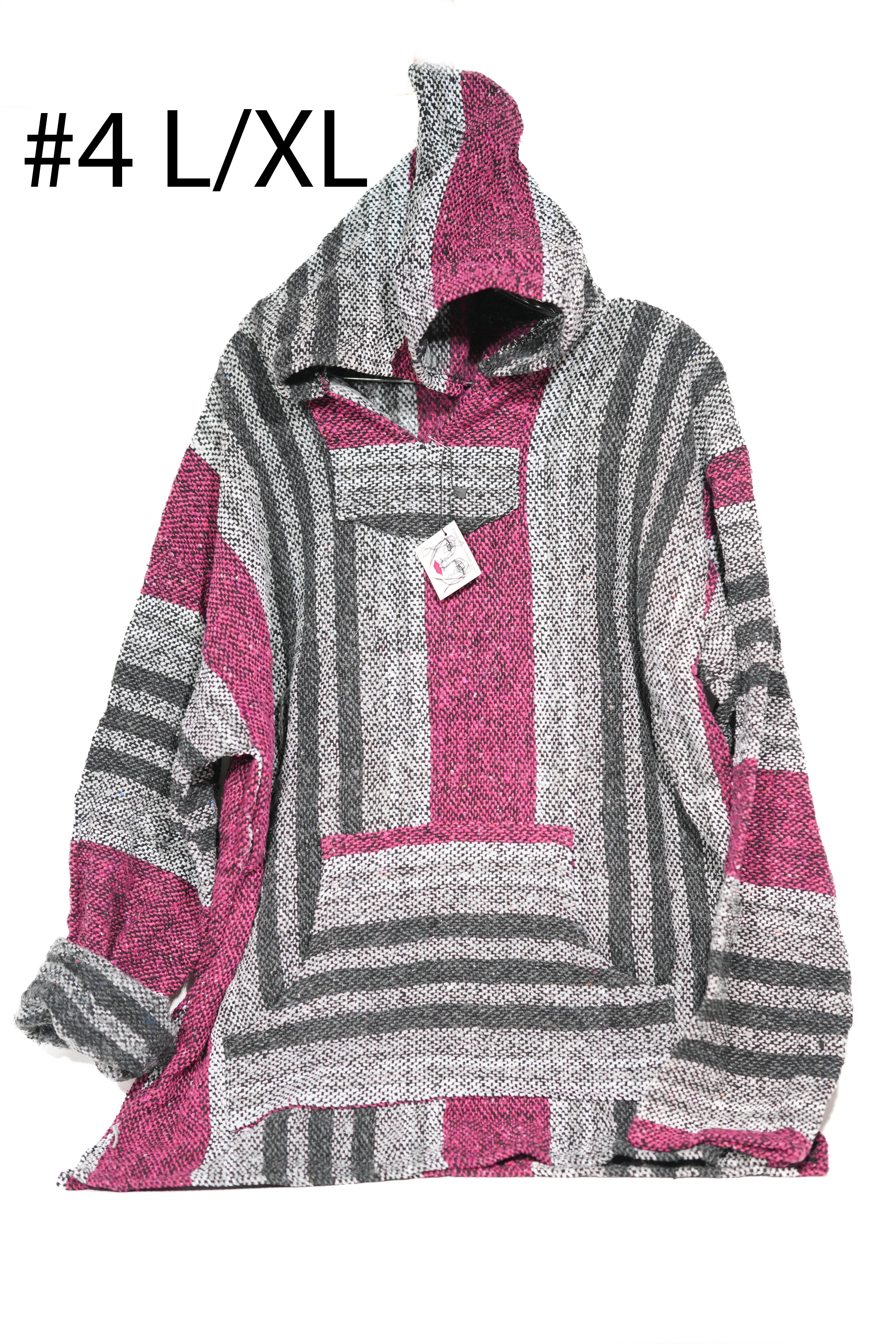 Baja Surf Poncho Vintage 90s Mexican Hoodie OVERSIZE Sweater Unisex Sweatshirt Size Large
