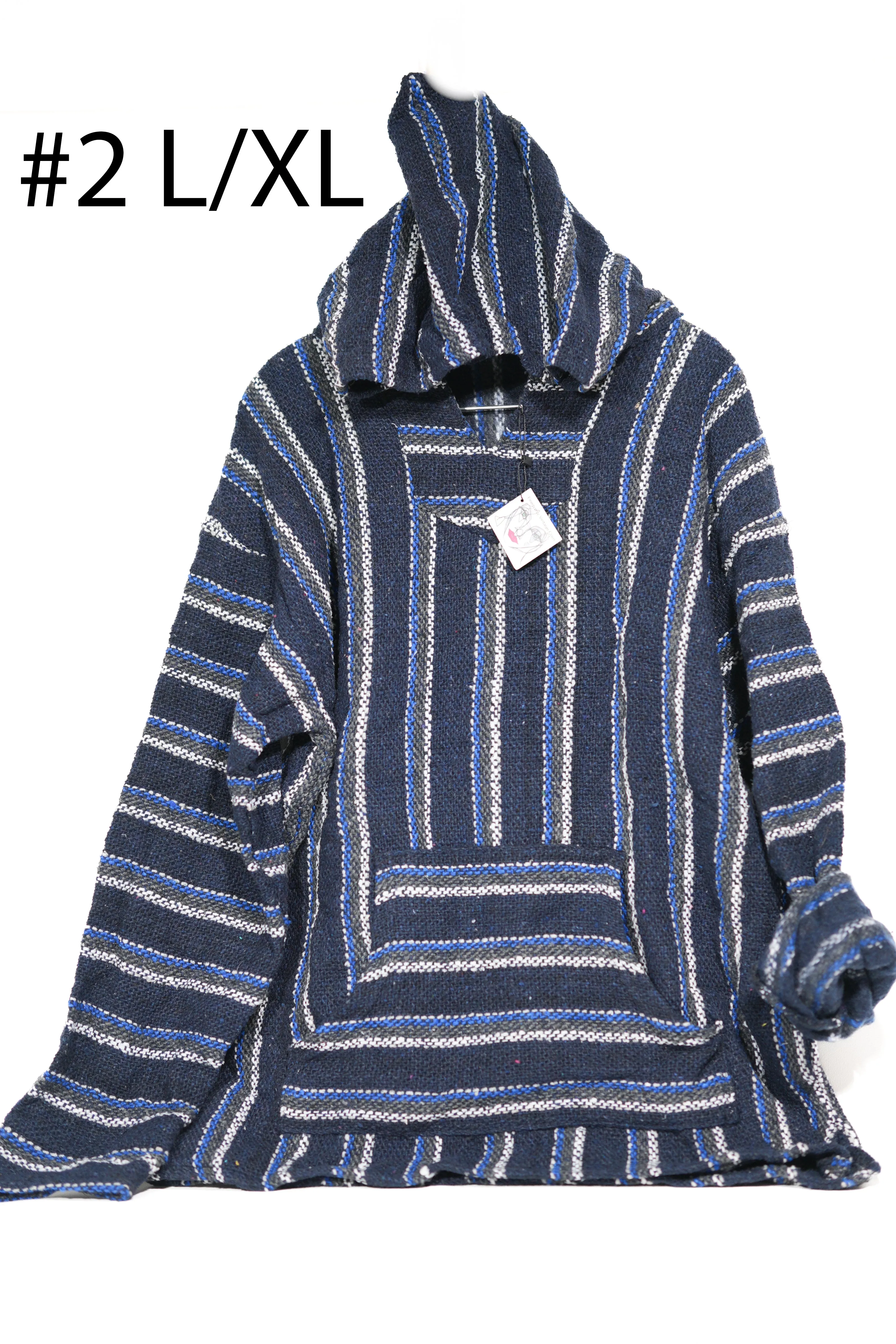 Baja Surf Poncho Vintage 90s Mexican Hoodie OVERSIZE Sweater Unisex Sweatshirt Size Large
