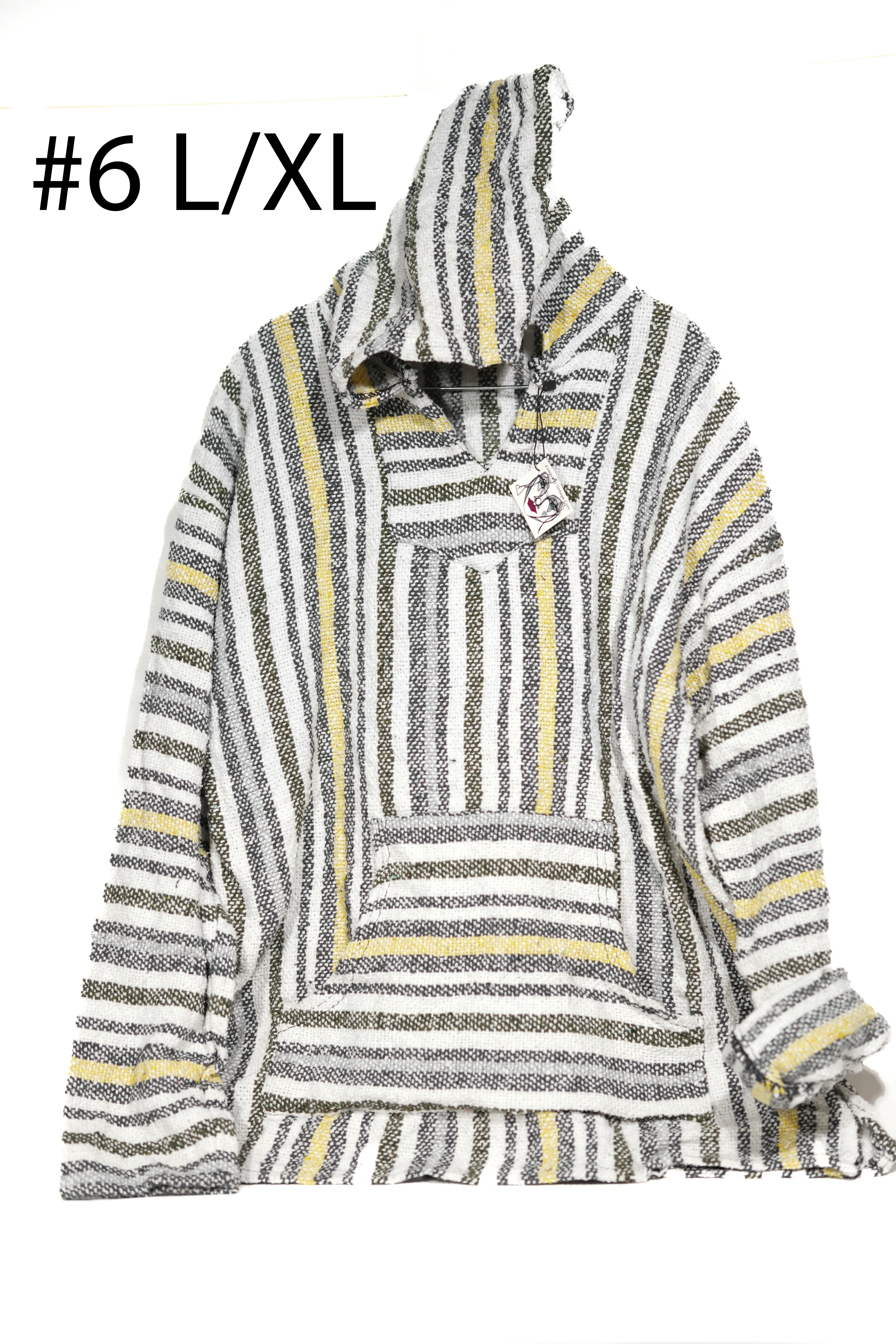 Baja Surf Poncho Vintage 90s Mexican Hoodie OVERSIZE Sweater Unisex Sweatshirt Size Large