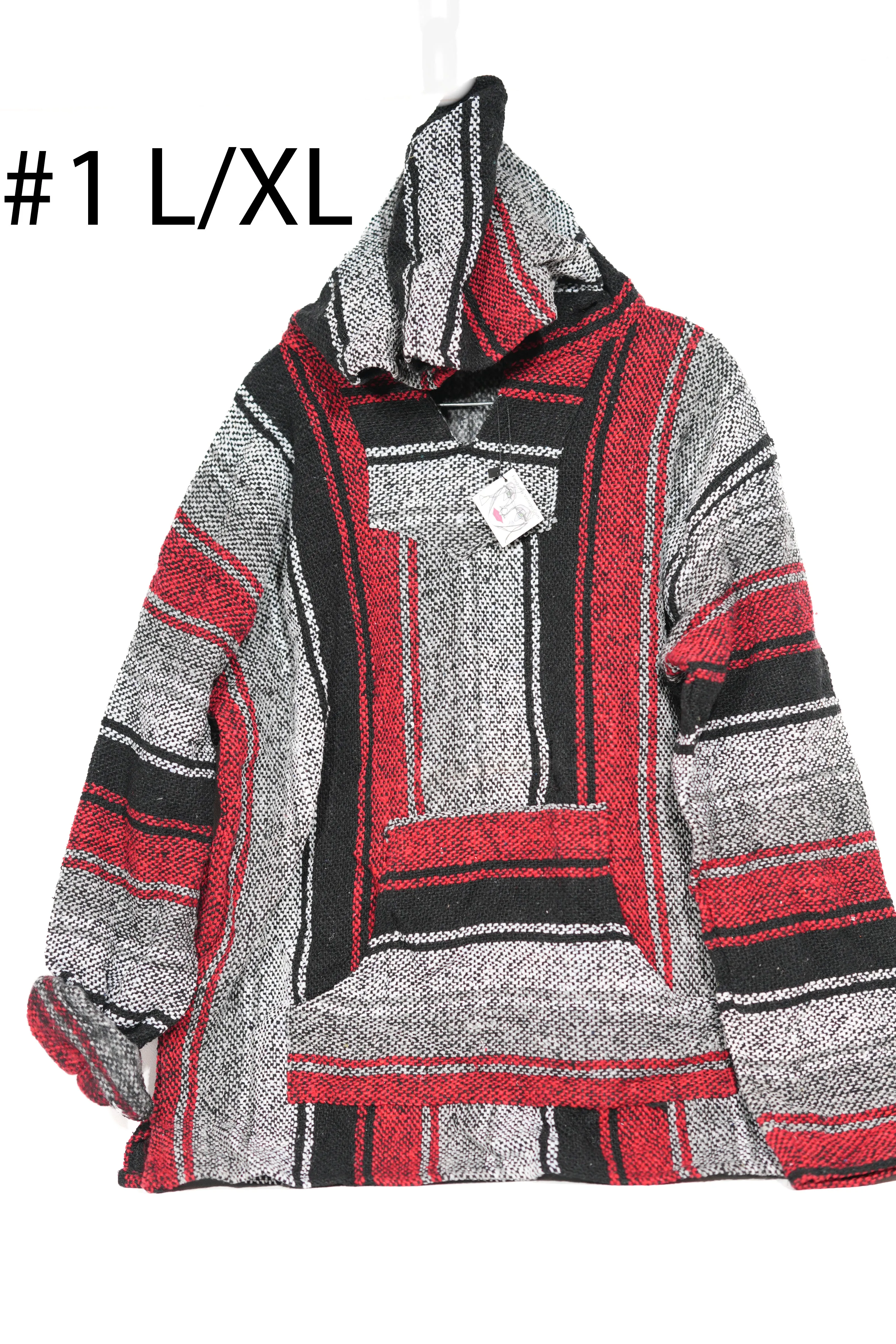 Baja Surf Poncho Vintage 90s Mexican Hoodie OVERSIZE Sweater Unisex Sweatshirt Size Large