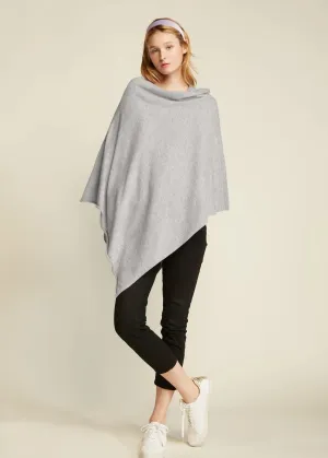 Basic Solid Soft and Easy Poncho - Light Grey
