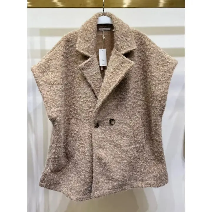 Brown Bear Oversized Poncho Camel