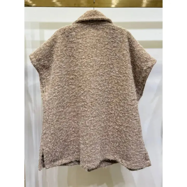 Brown Bear Oversized Poncho Camel