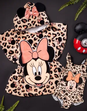Disney Minnie Mouse Girl Swimsuit & Towel Poncho Set