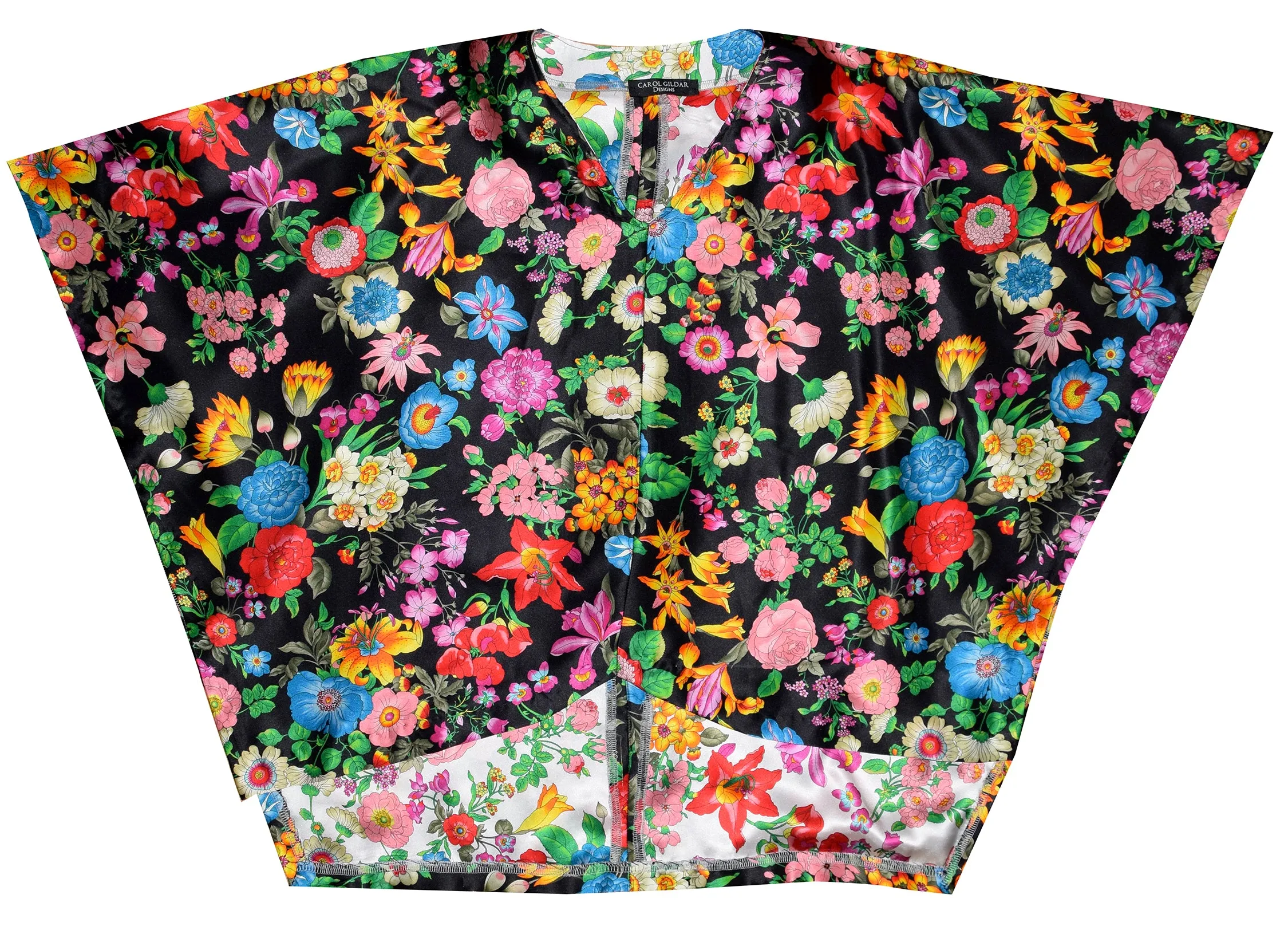 Exquisite One of a Kind Floral 100% Silk Poncho