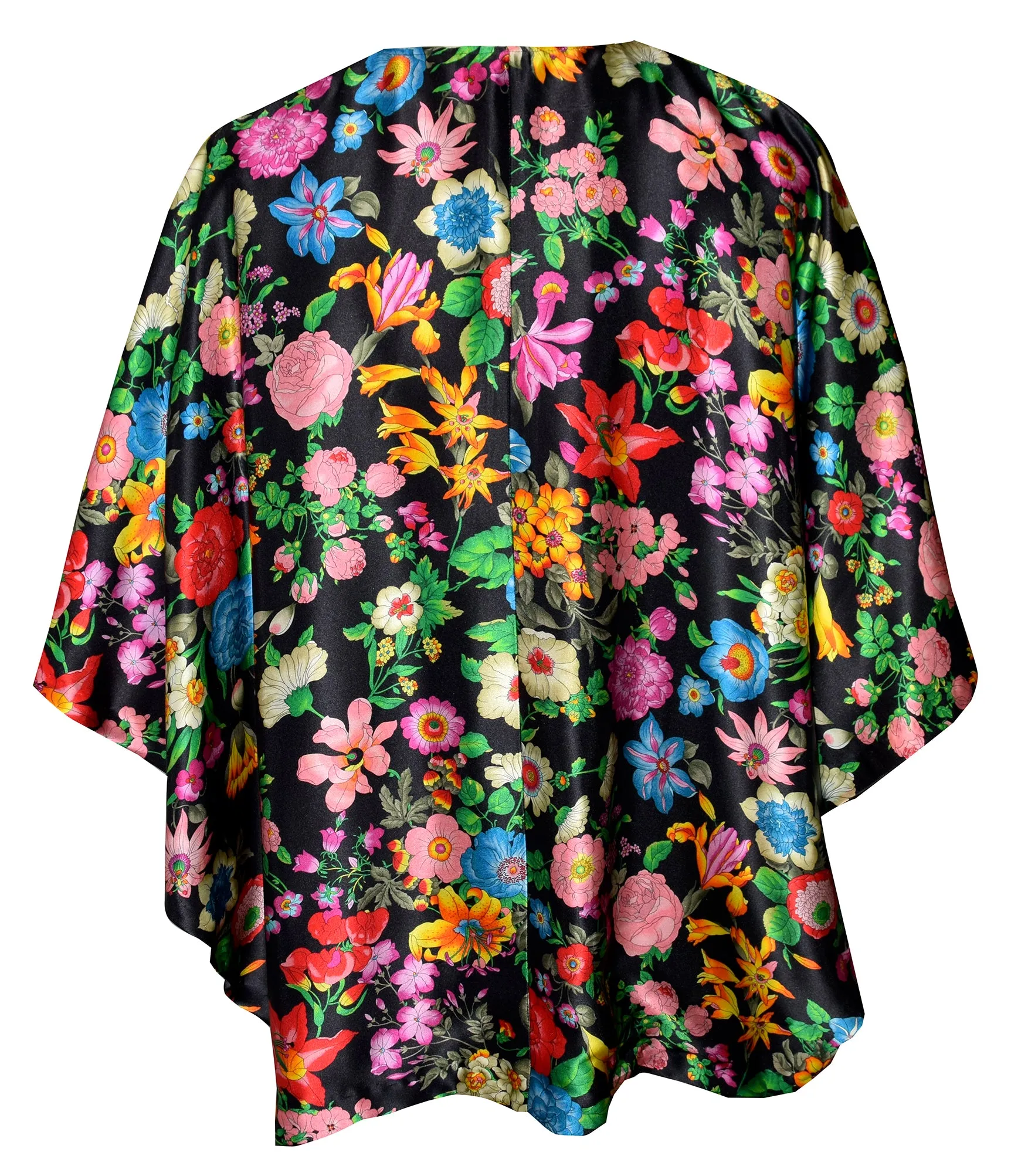 Exquisite One of a Kind Floral 100% Silk Poncho