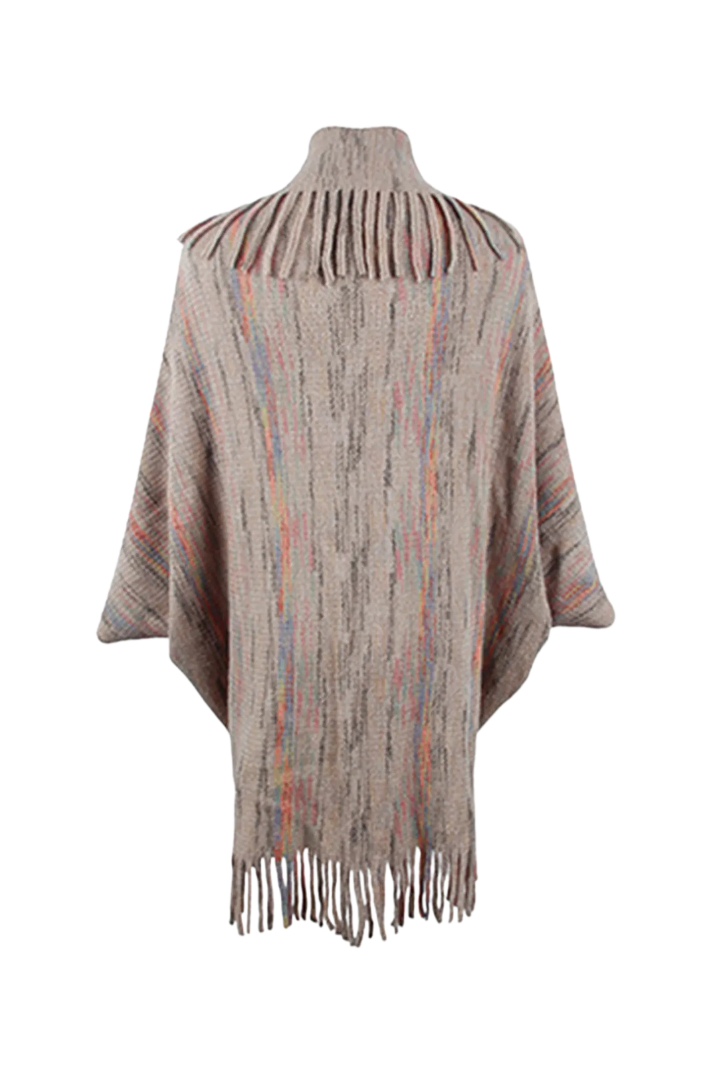Fringe Detail Printed Poncho