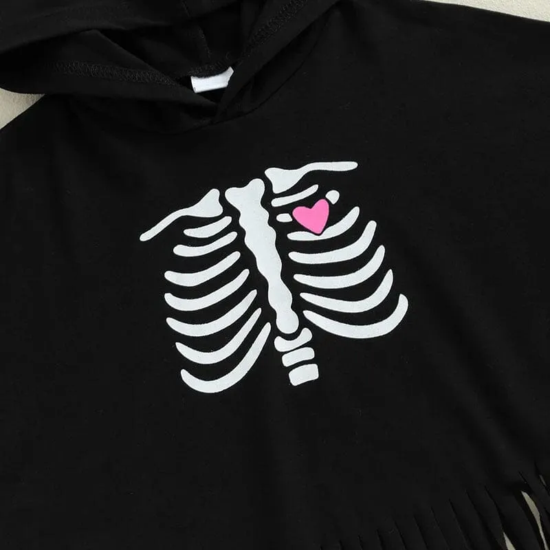 Fringed Skeleton Poncho Toddler Costume