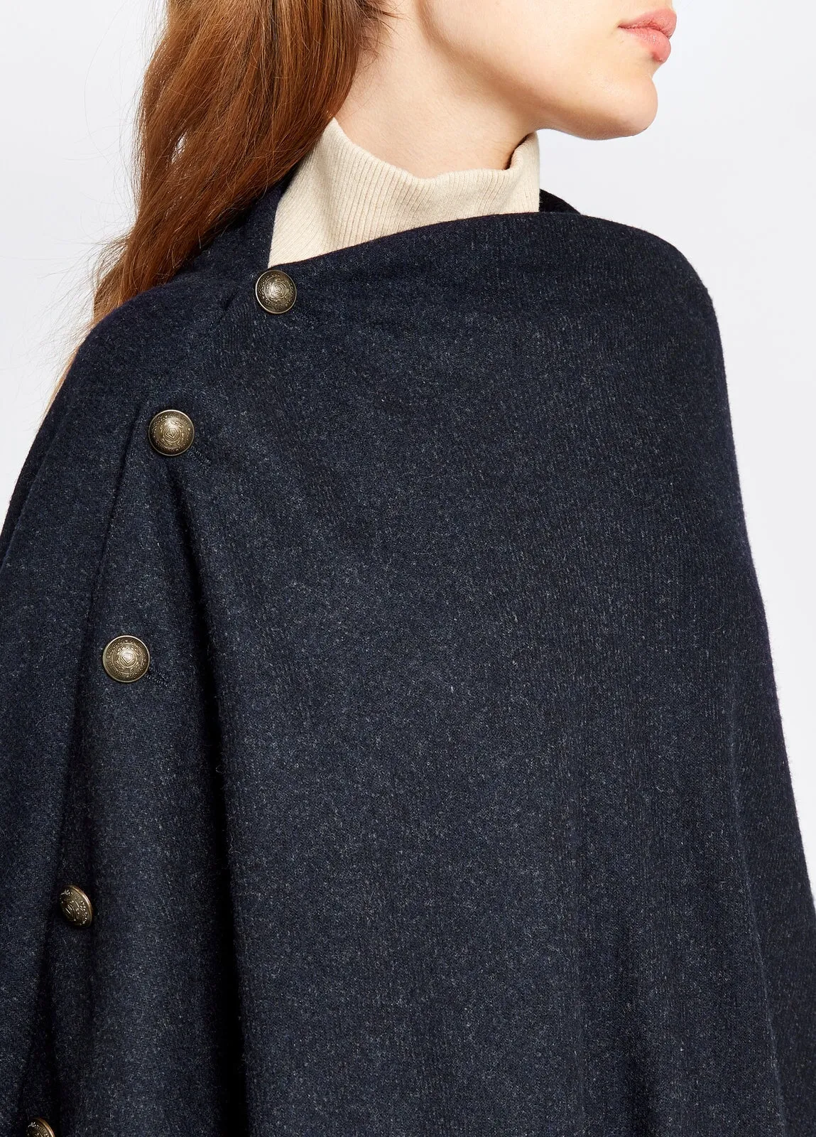 Hazelwood Tweed Poncho, navy marineblå