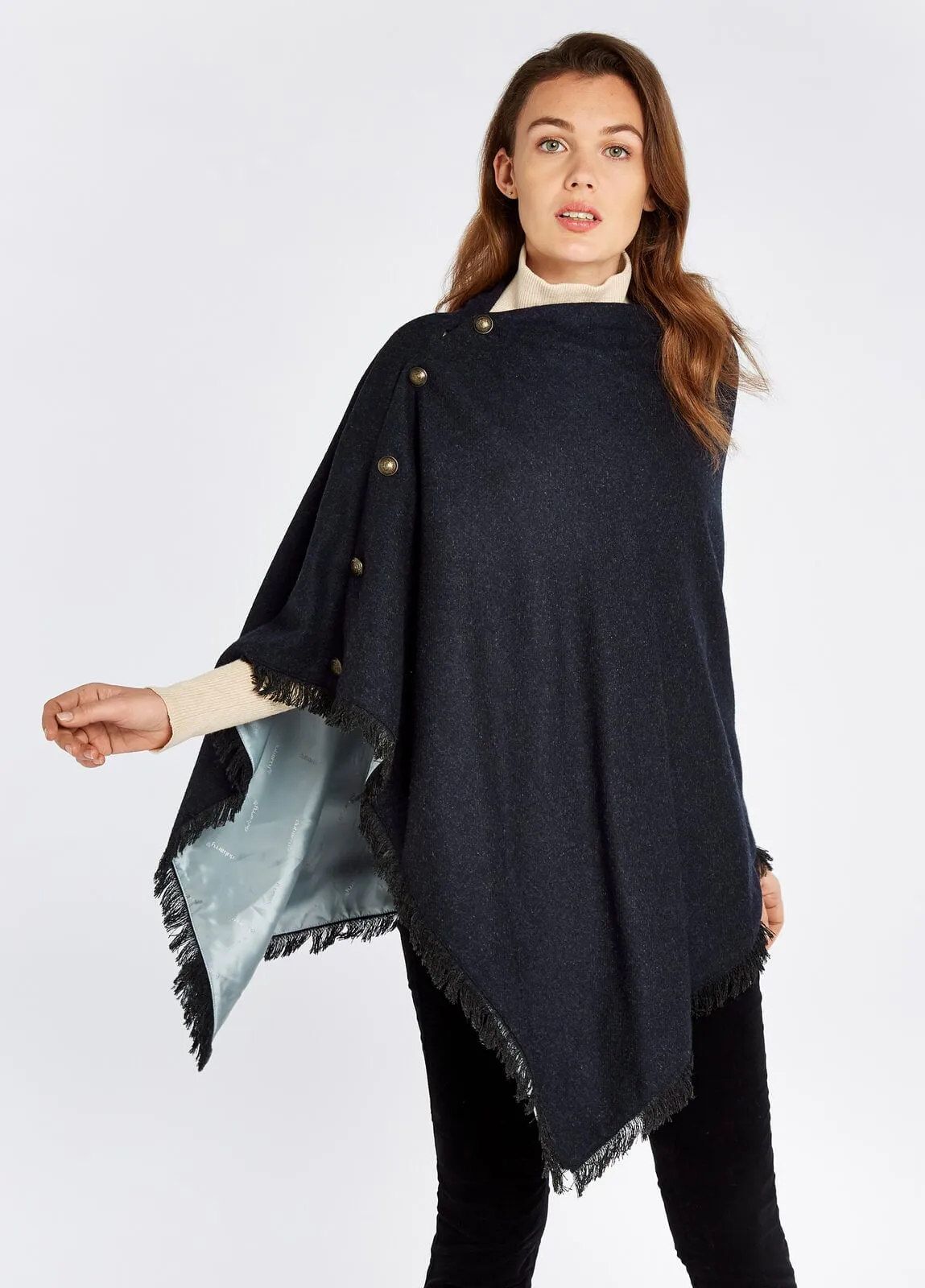 Hazelwood Tweed Poncho, navy marineblå