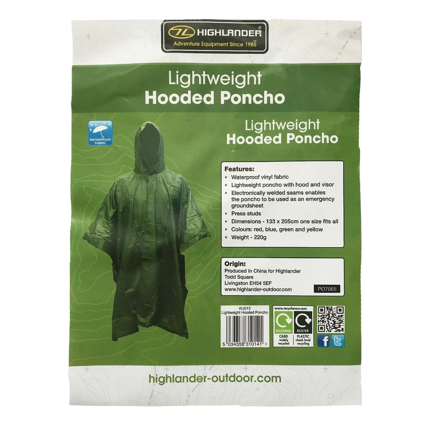 Highlander Lightweight Hooded Poncho