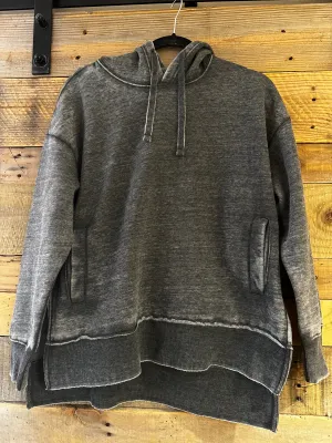 Hooded Vintage Washed Fleece in Black