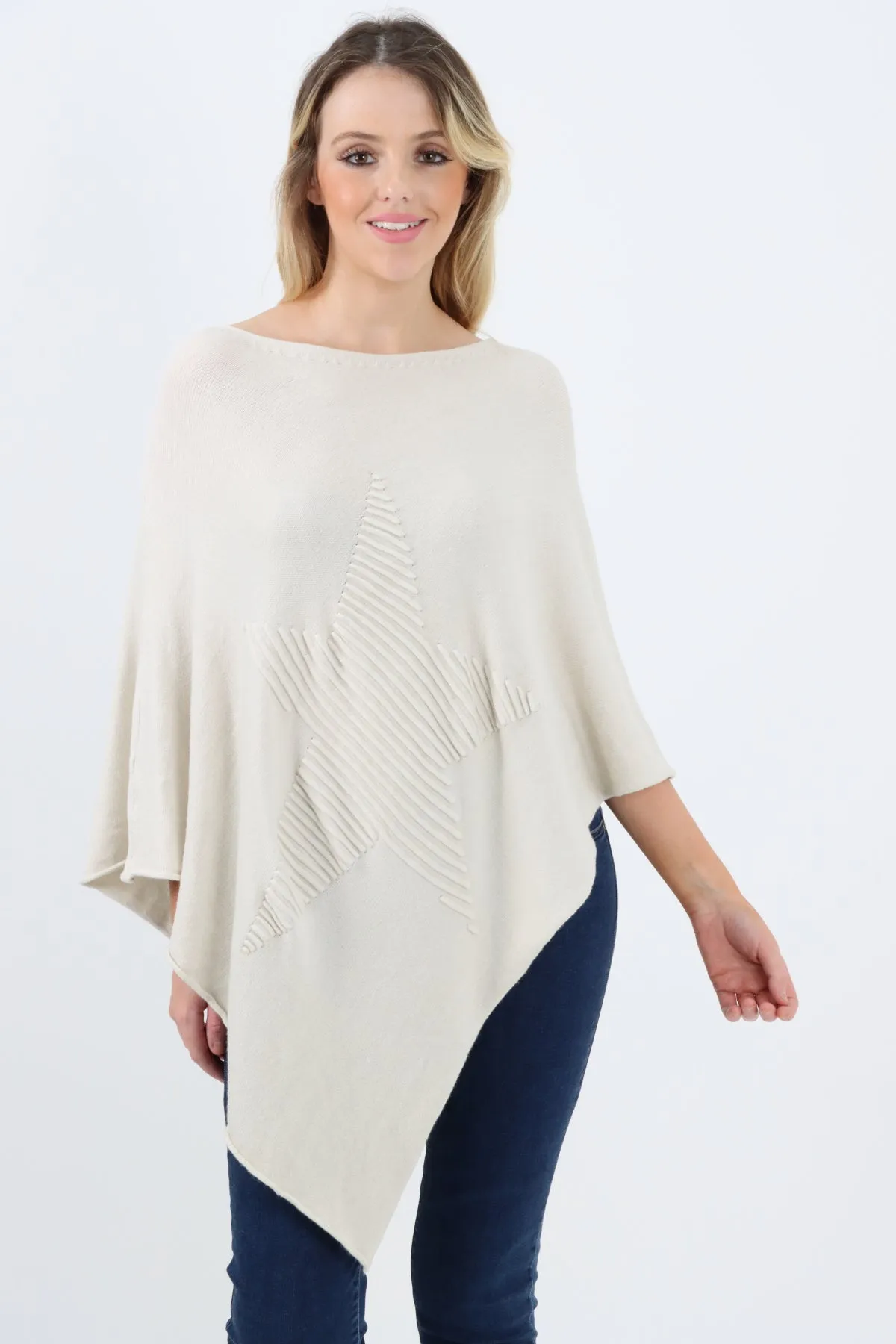 Italian Knitted Lagenlook Star Poncho
