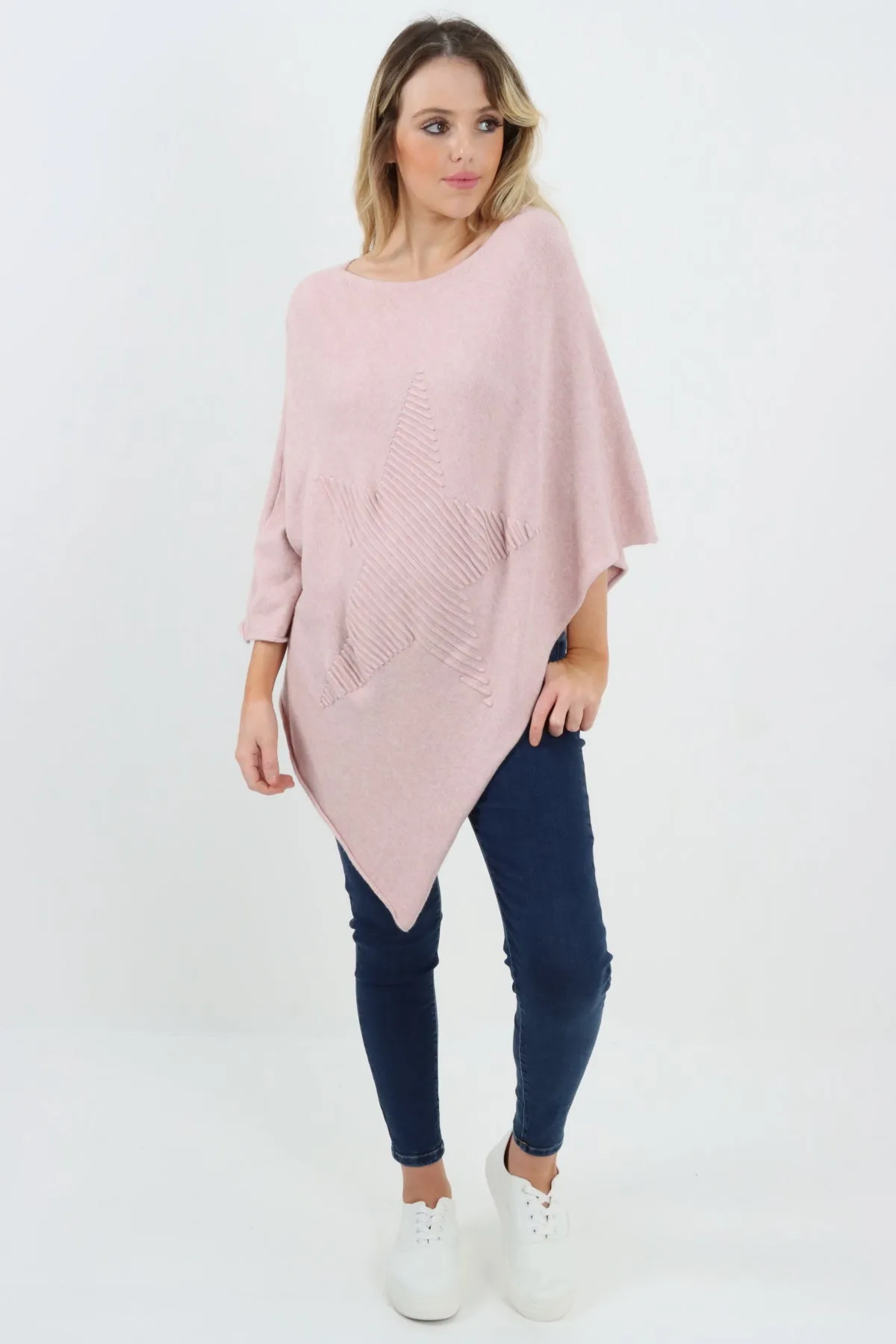 Italian Knitted Lagenlook Star Poncho