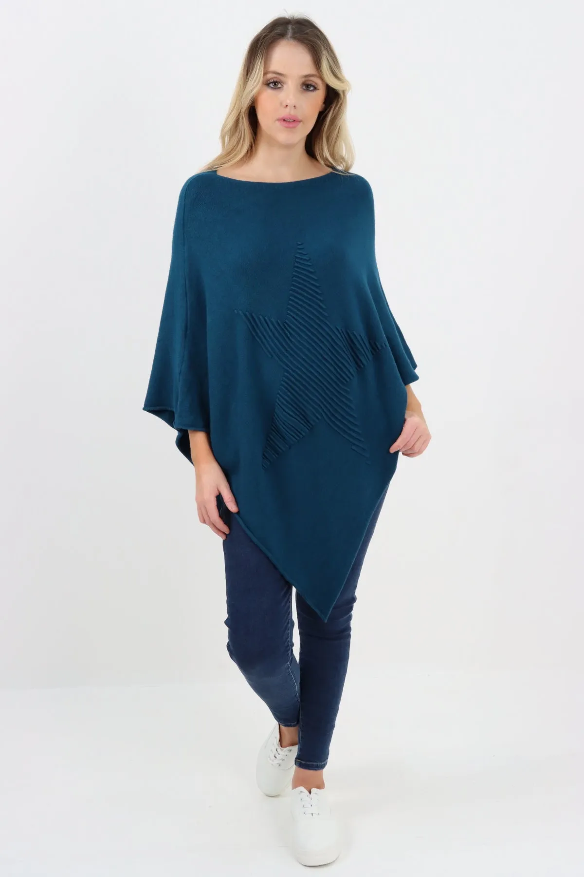 Italian Knitted Lagenlook Star Poncho