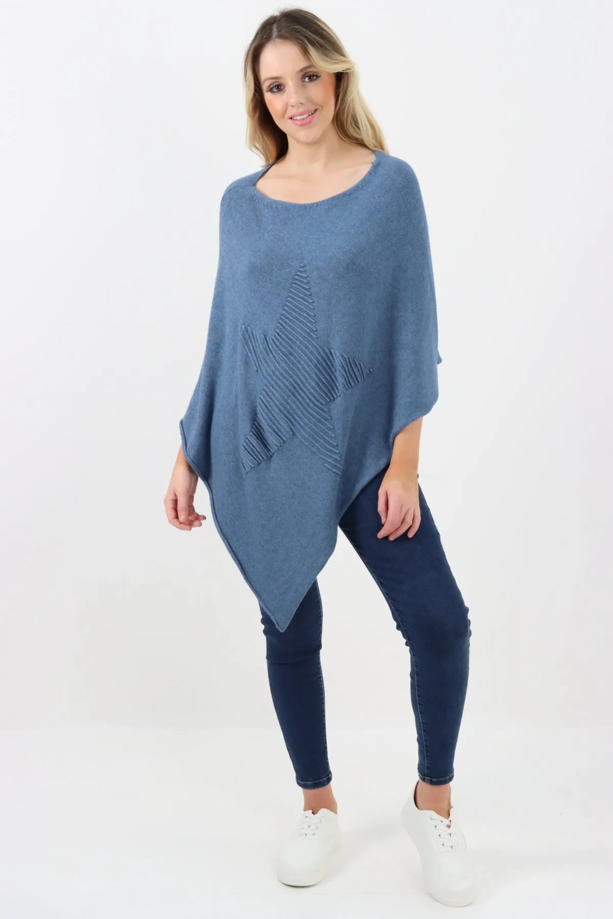 Italian Knitted Lagenlook Star Poncho