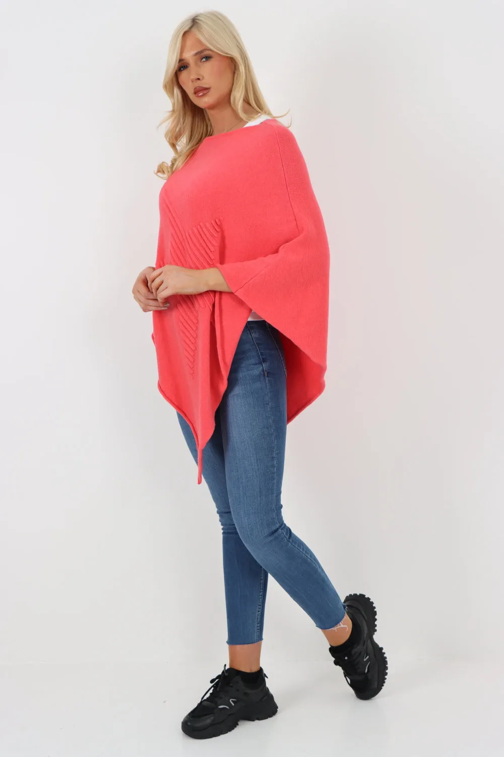Italian Knitted Lagenlook Star Poncho