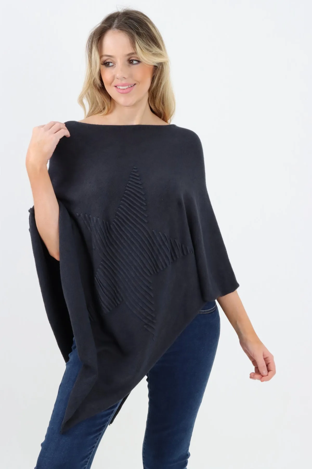 Italian Knitted Lagenlook Star Poncho