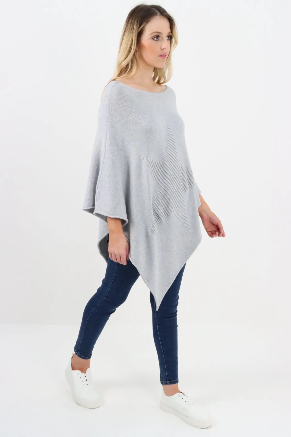 Italian Knitted Lagenlook Star Poncho