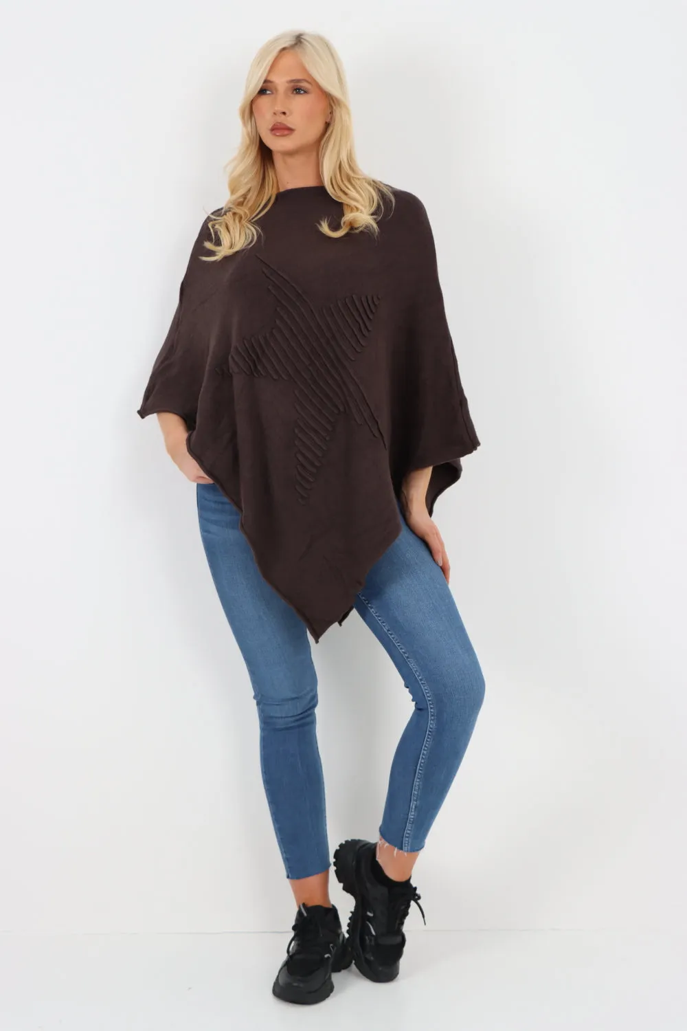 Italian Knitted Lagenlook Star Poncho