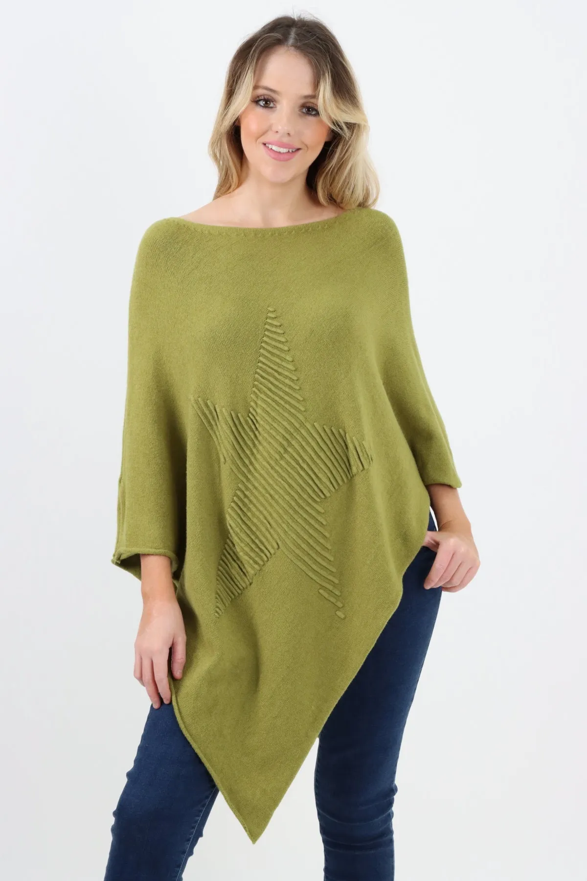 Italian Knitted Lagenlook Star Poncho