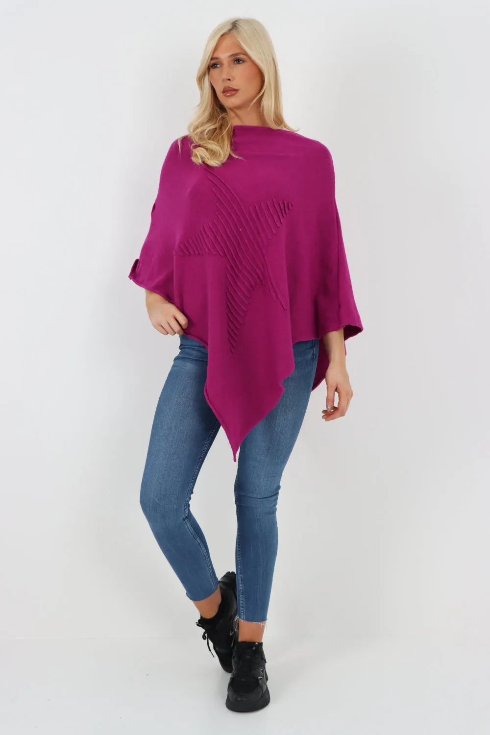 Italian Knitted Lagenlook Star Poncho
