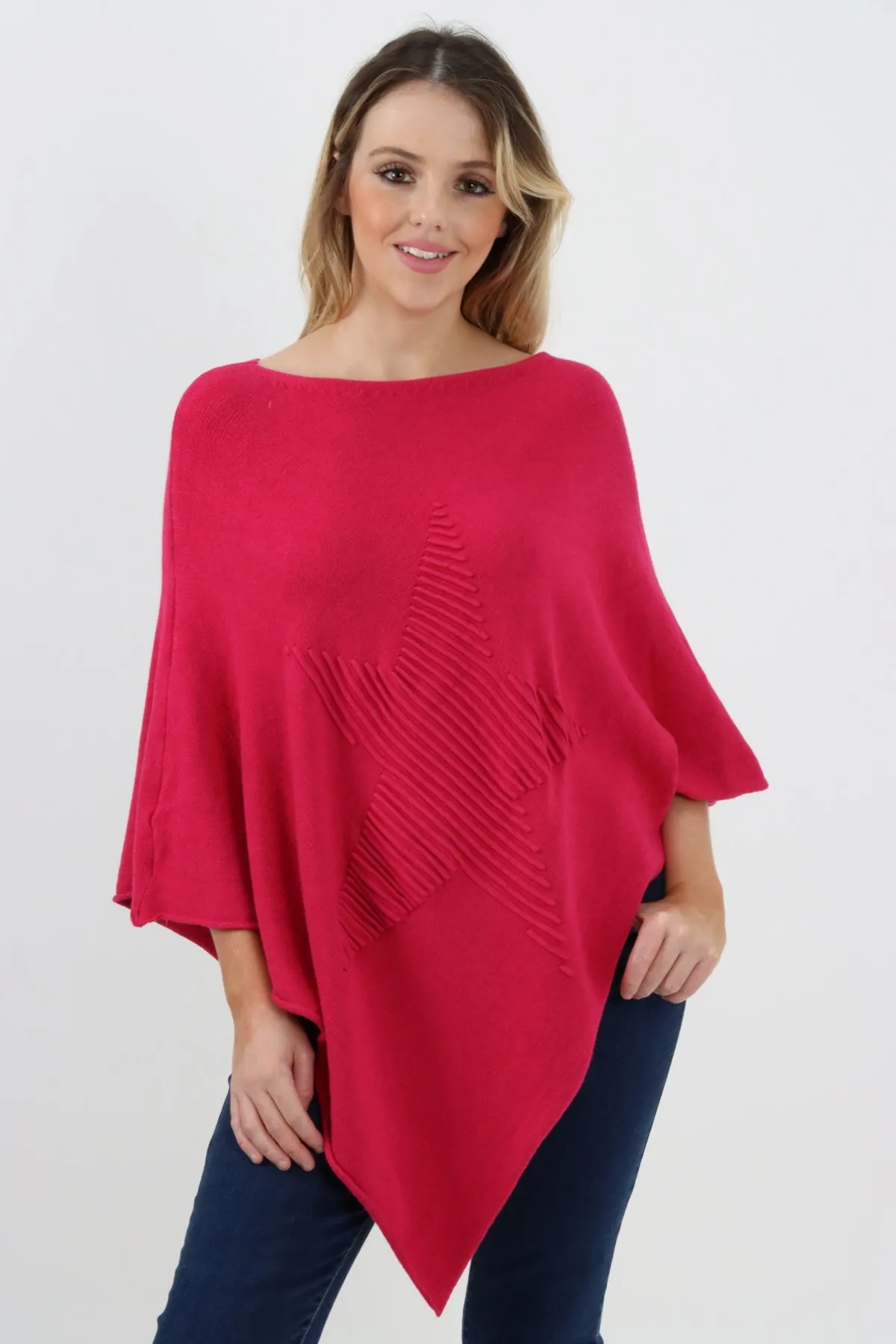 Italian Knitted Lagenlook Star Poncho