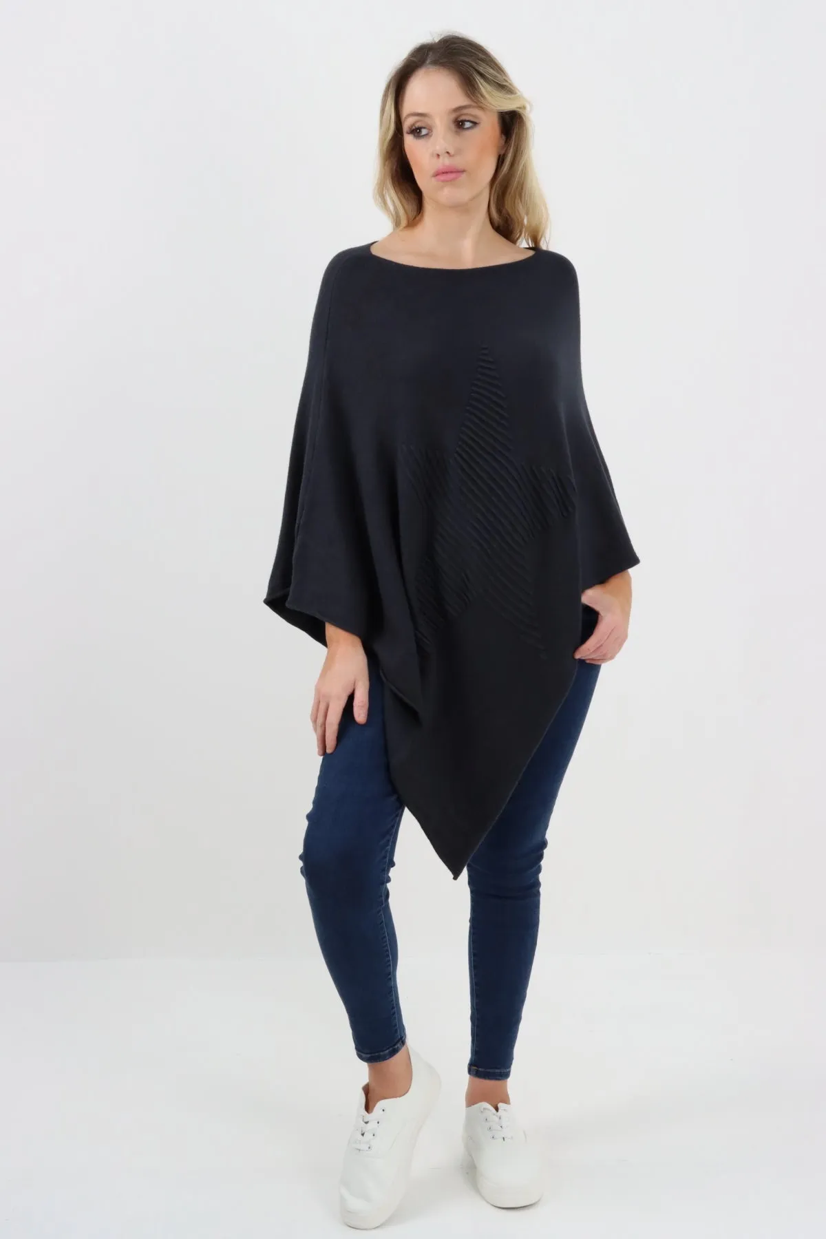 Italian Knitted Lagenlook Star Poncho
