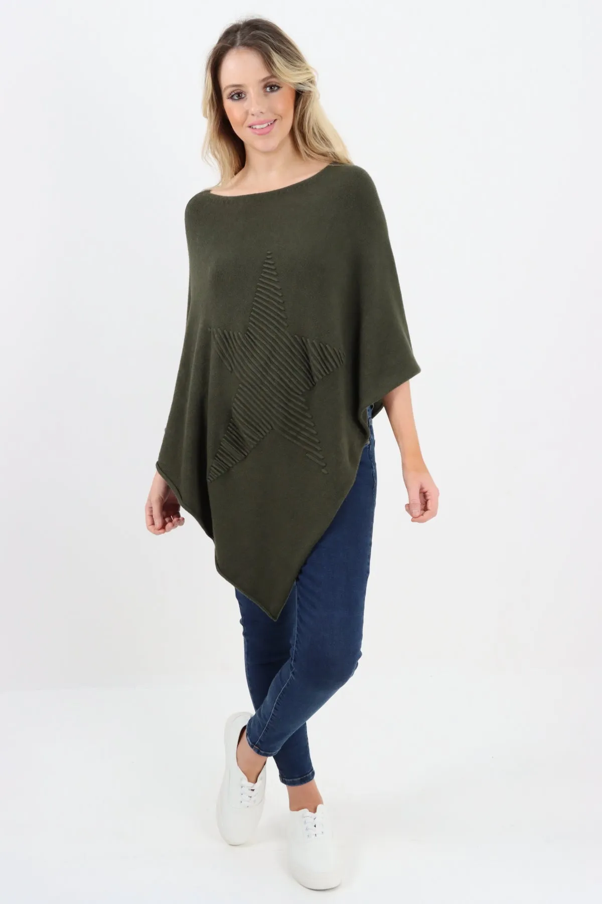 Italian Knitted Lagenlook Star Poncho