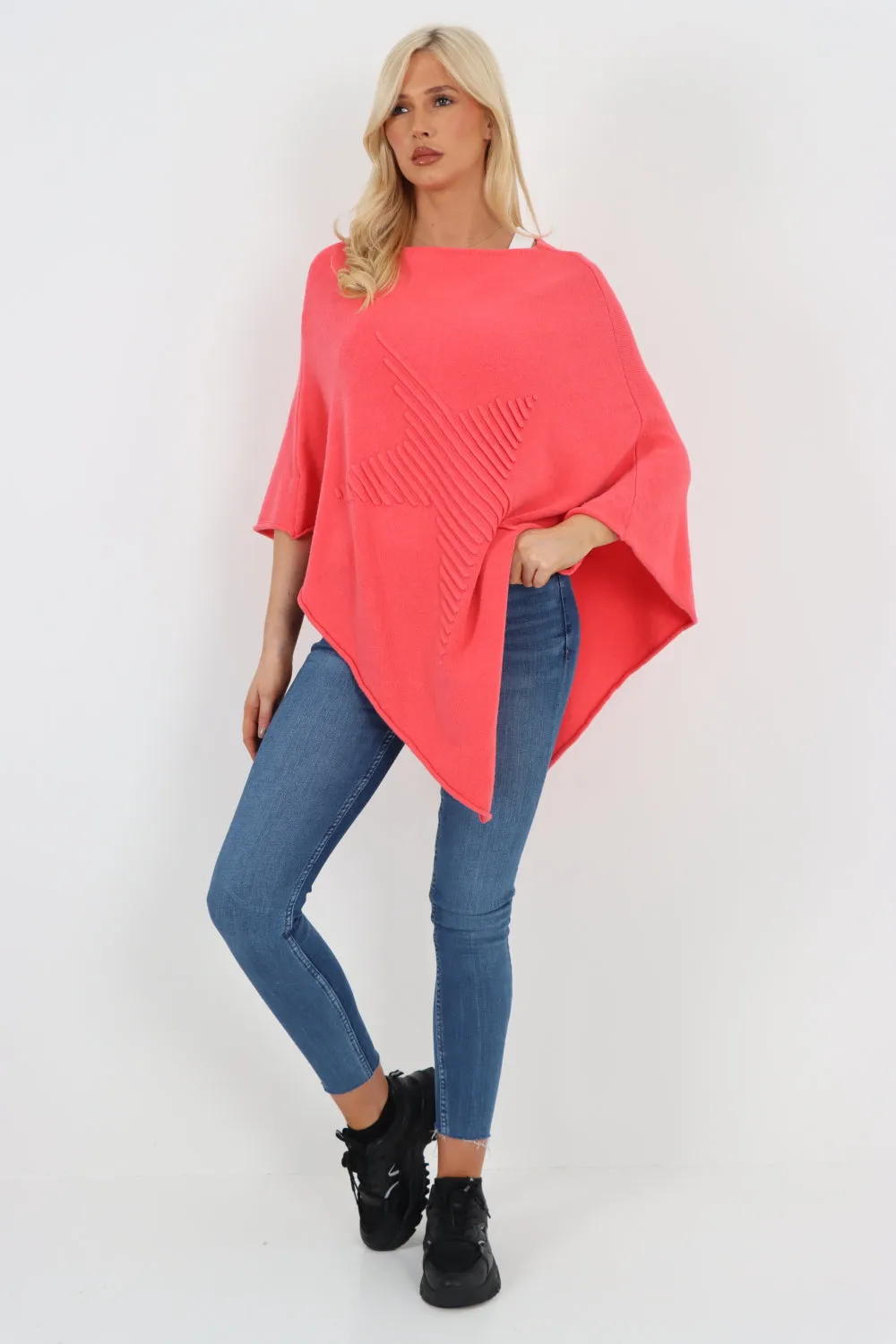 Italian Knitted Lagenlook Star Poncho