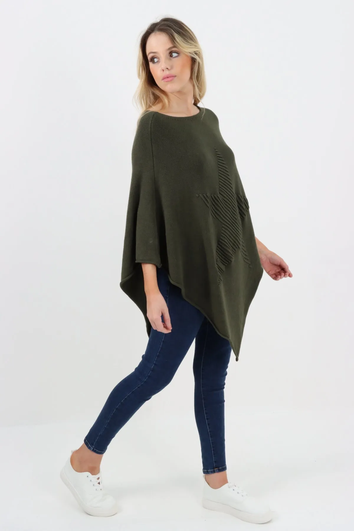 Italian Knitted Lagenlook Star Poncho