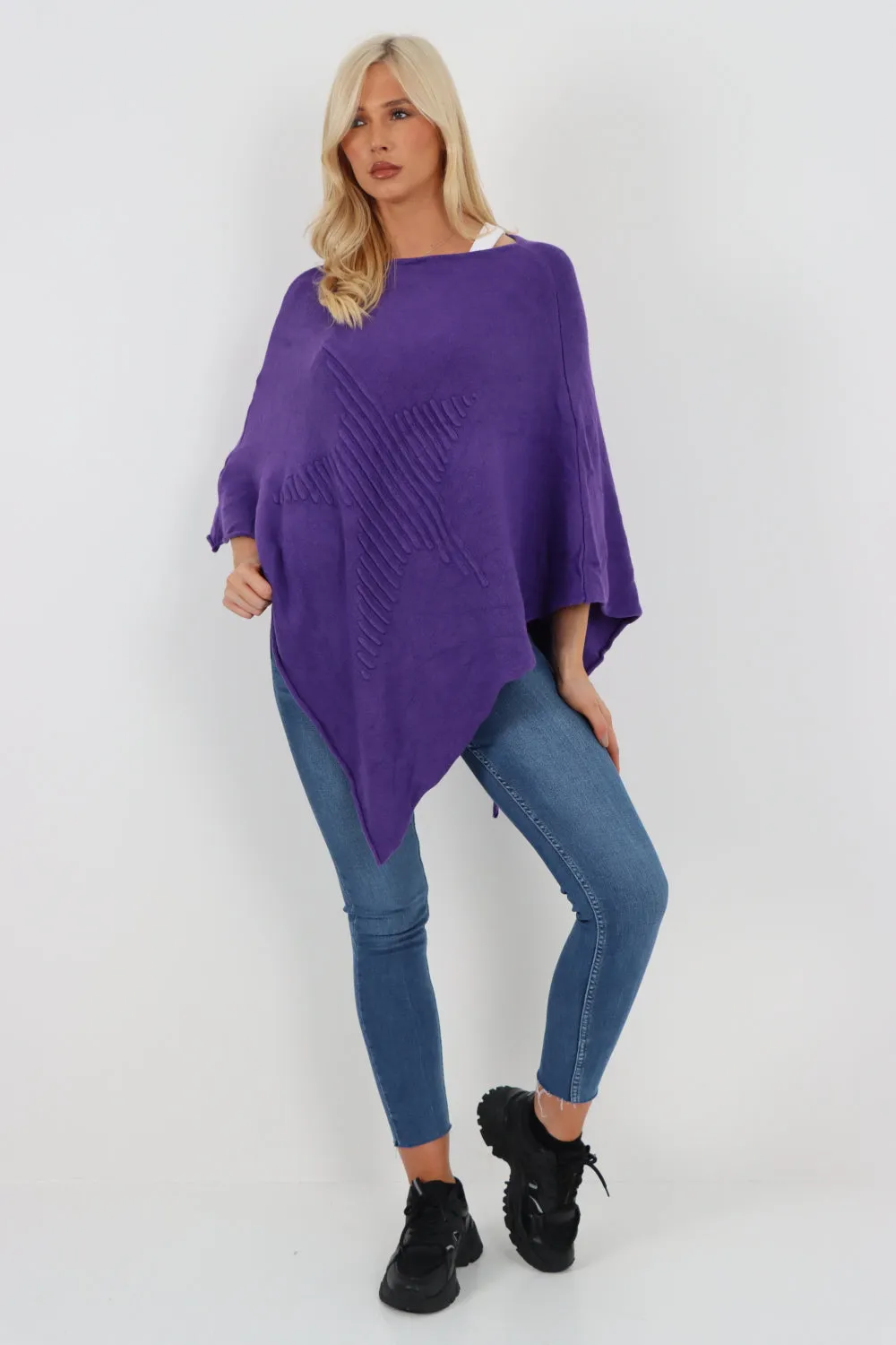 Italian Knitted Lagenlook Star Poncho