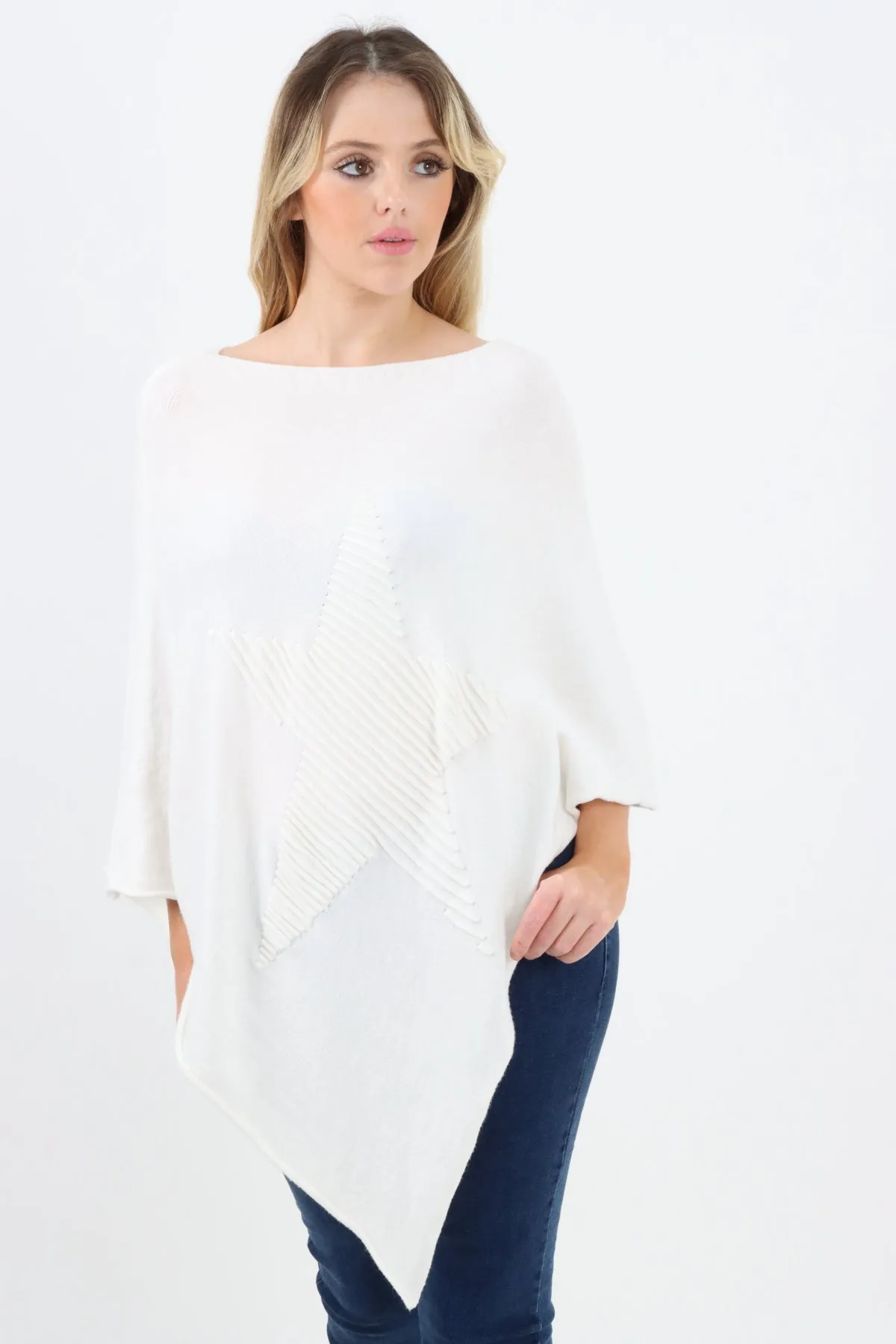 Italian Knitted Lagenlook Star Poncho