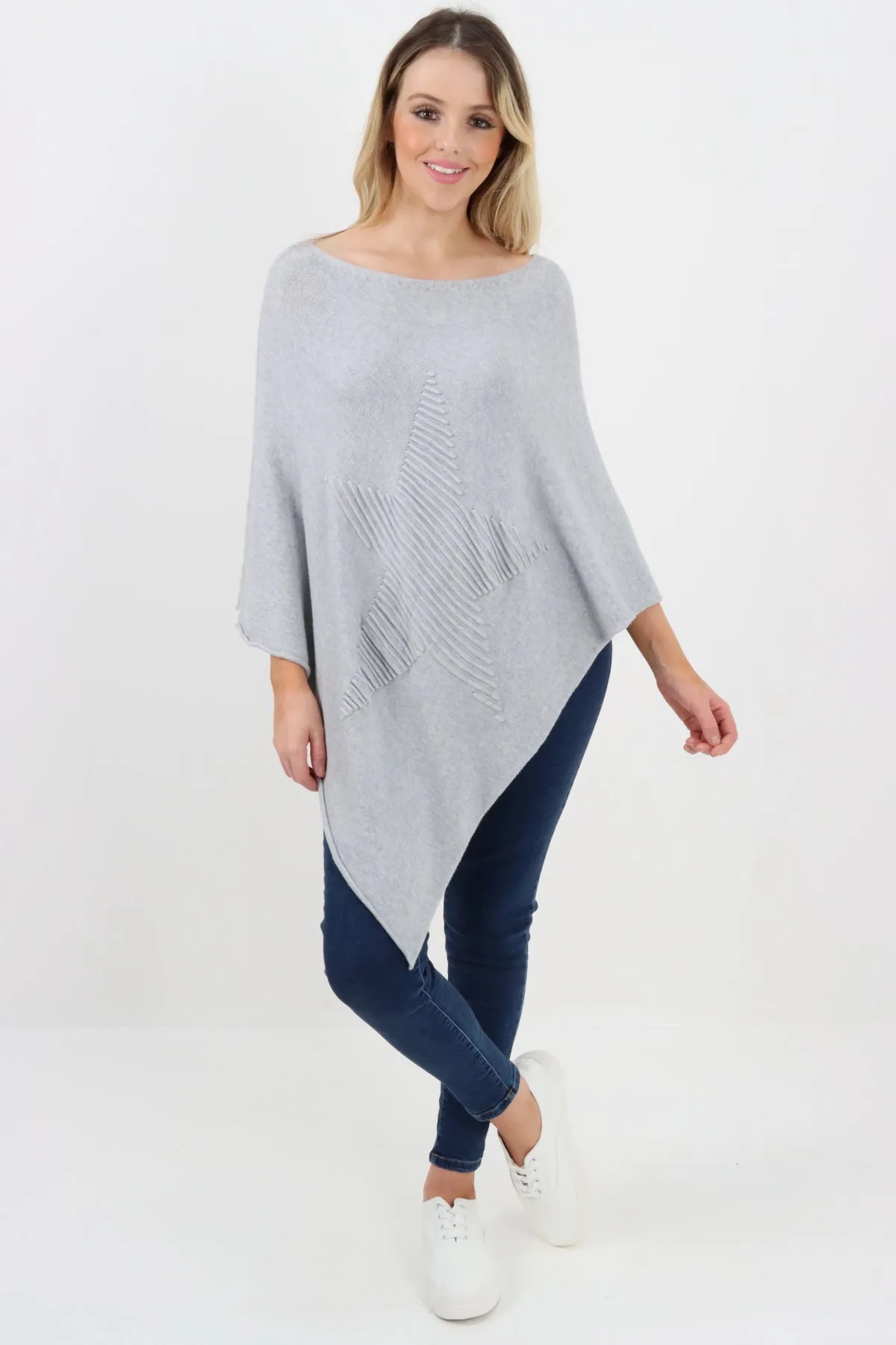 Italian Knitted Lagenlook Star Poncho
