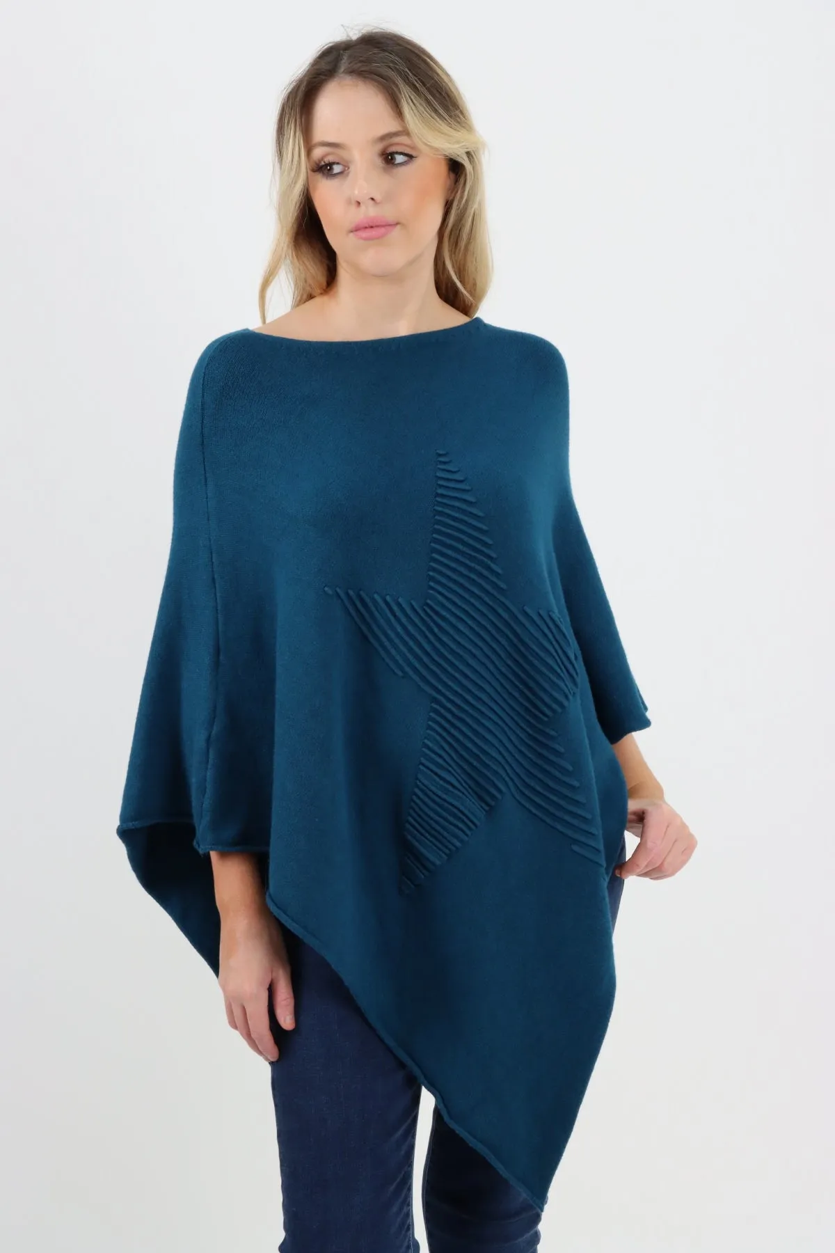 Italian Knitted Lagenlook Star Poncho