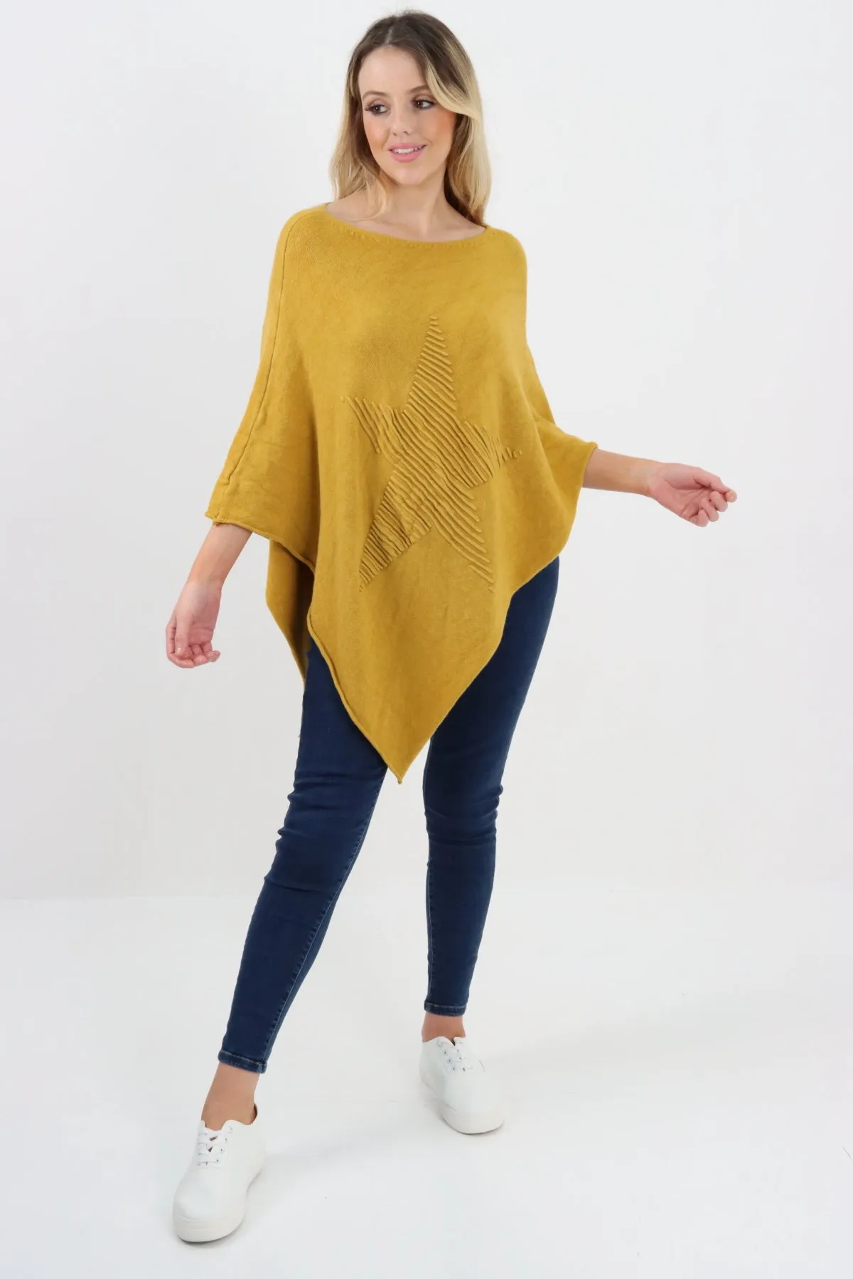 Italian Knitted Lagenlook Star Poncho
