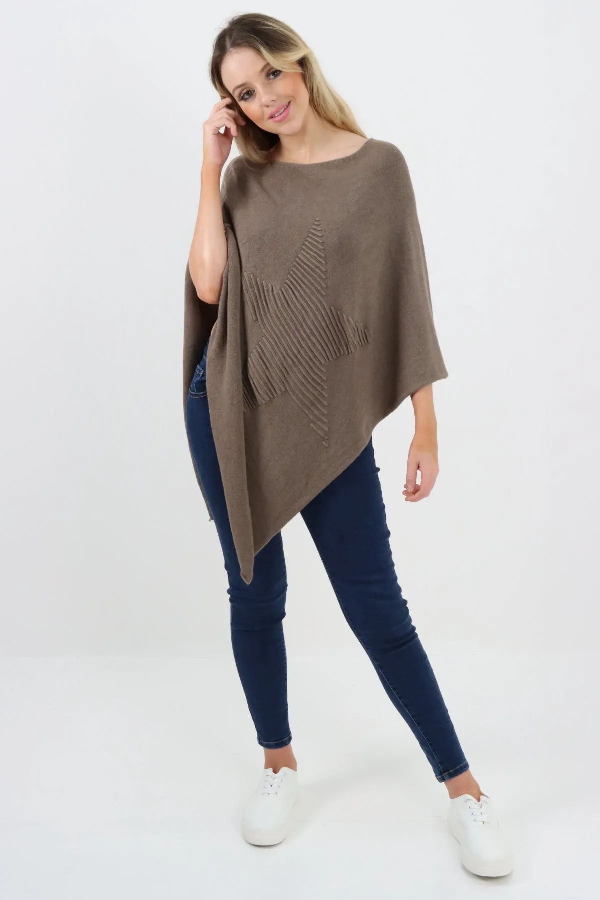 Italian Knitted Lagenlook Star Poncho