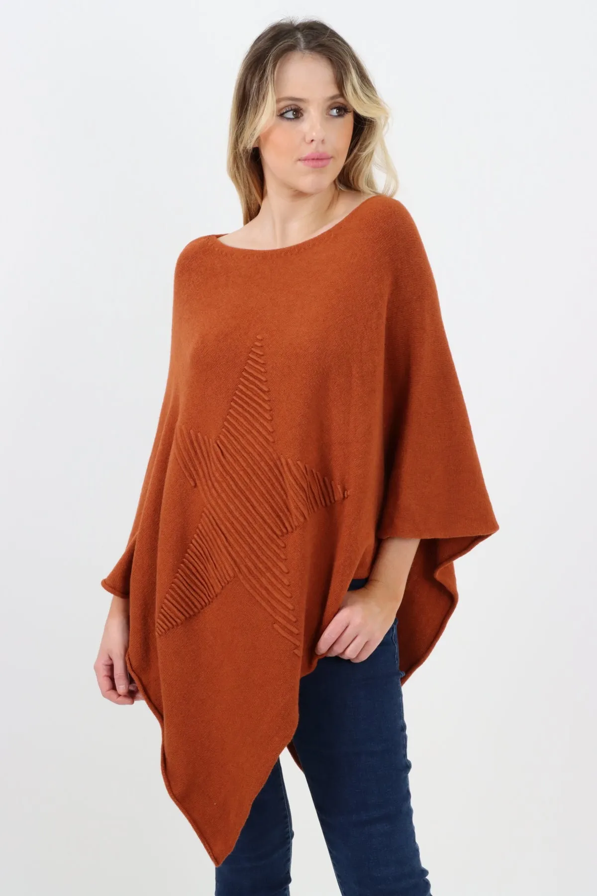 Italian Knitted Lagenlook Star Poncho