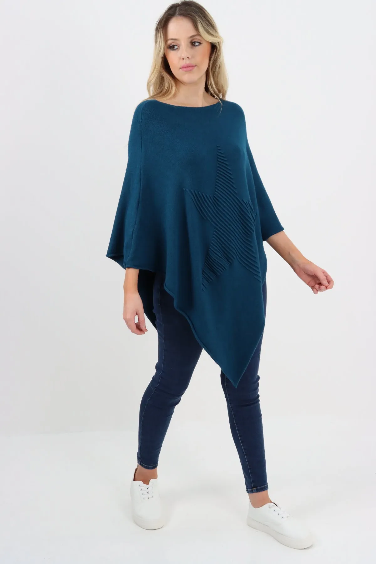 Italian Knitted Lagenlook Star Poncho