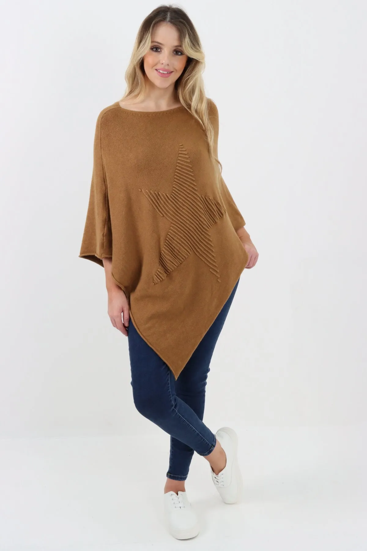 Italian Knitted Lagenlook Star Poncho